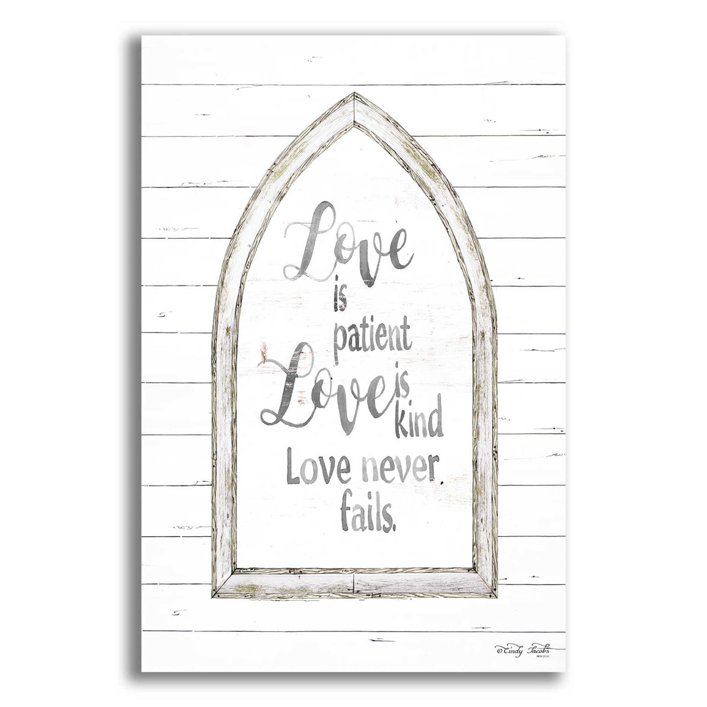 Epic Art 'Love is Patient Arch' by Cindy Jacobs, Acrylic Glass Wall Art,16x24