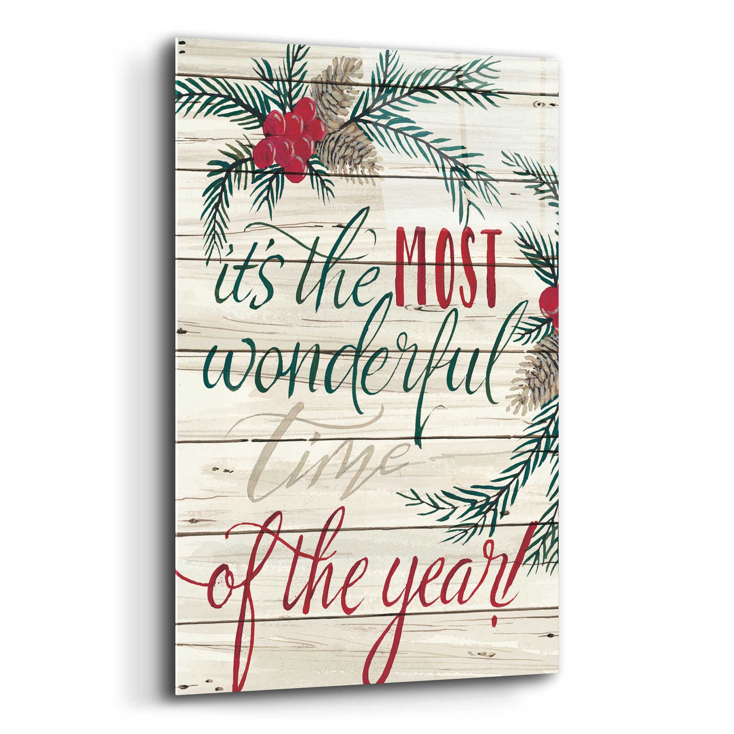 Epic Art 'It's the Most Wonderful Time Shiplap' by Cindy Jacobs, Acrylic Glass Wall Art,12x16