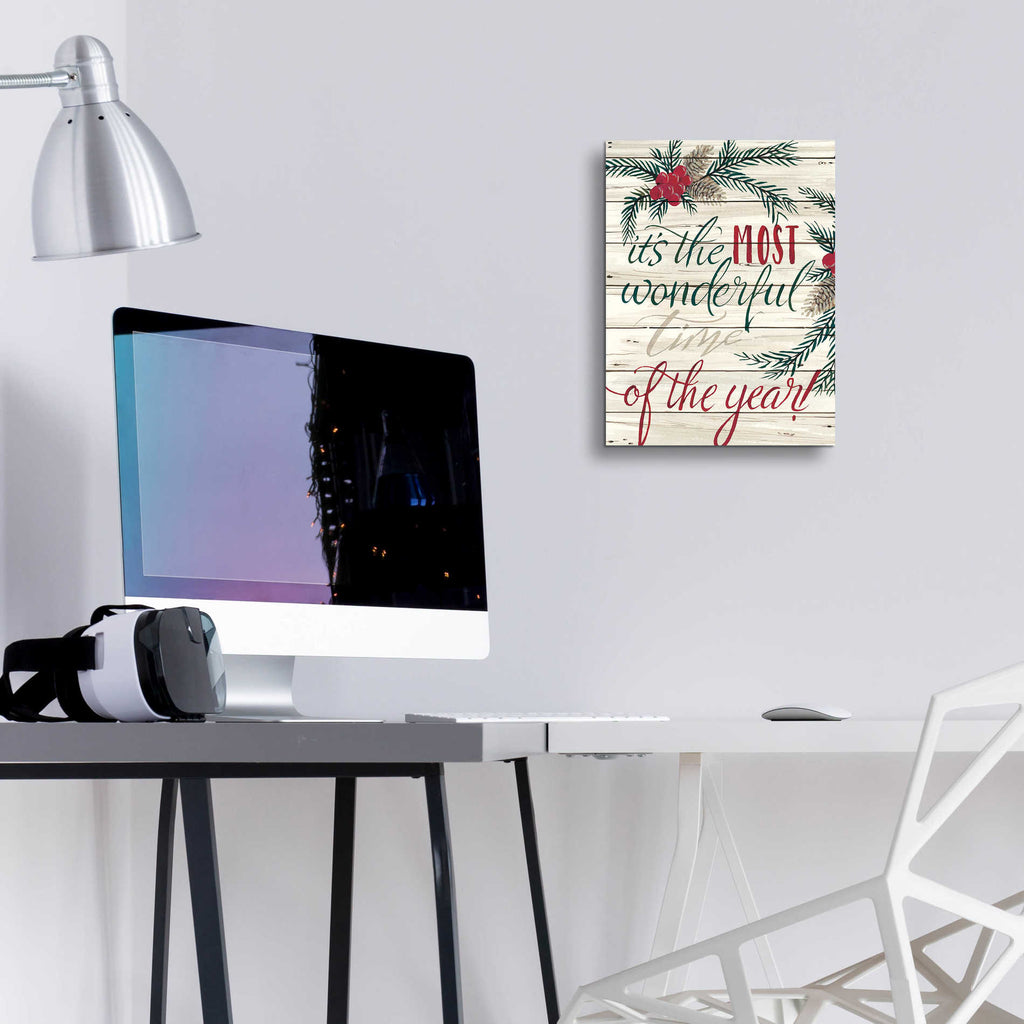 Epic Art 'It's the Most Wonderful Time Shiplap' by Cindy Jacobs, Acrylic Glass Wall Art,12x16