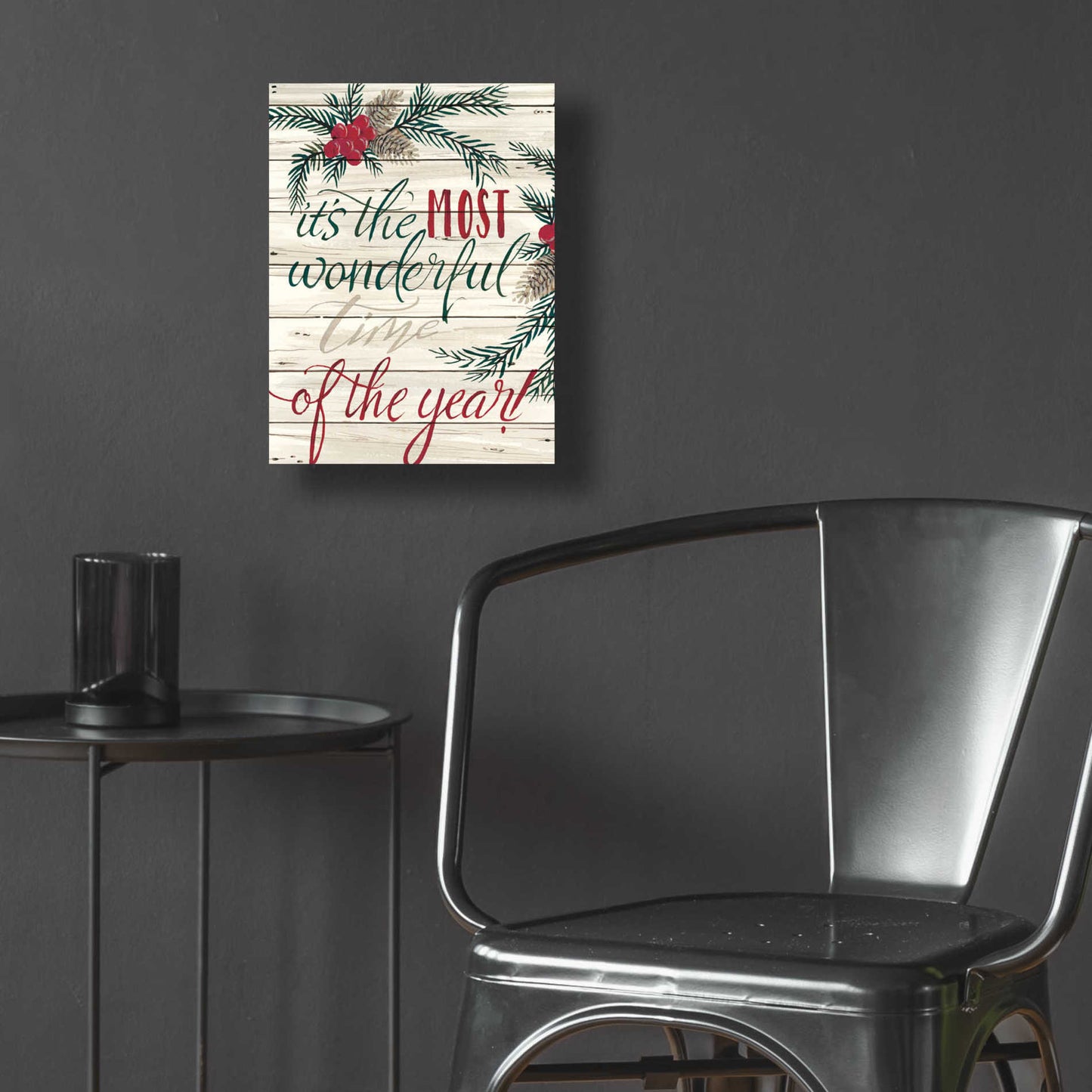 Epic Art 'It's the Most Wonderful Time Shiplap' by Cindy Jacobs, Acrylic Glass Wall Art,12x16