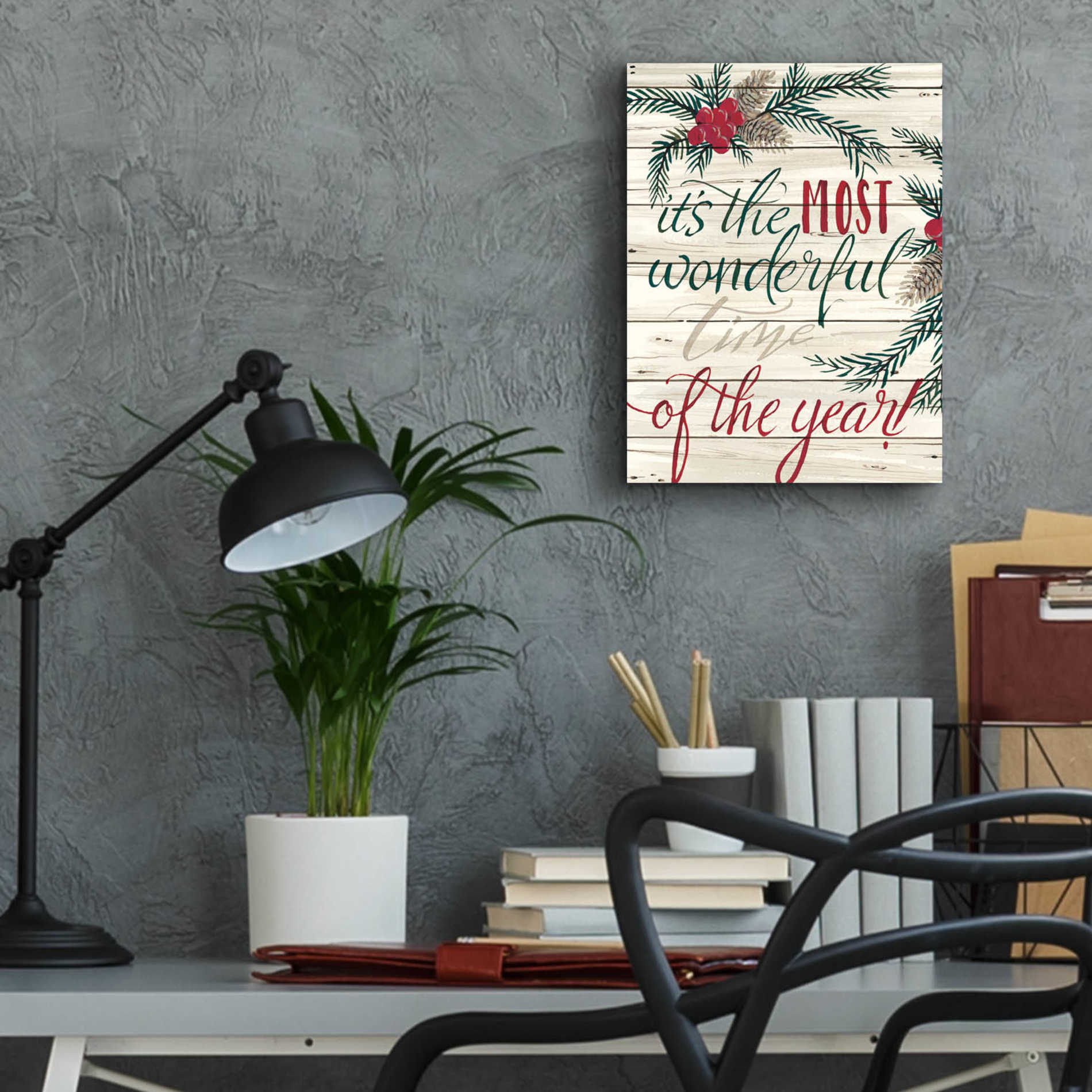 Epic Art 'It's the Most Wonderful Time Shiplap' by Cindy Jacobs, Acrylic Glass Wall Art,12x16