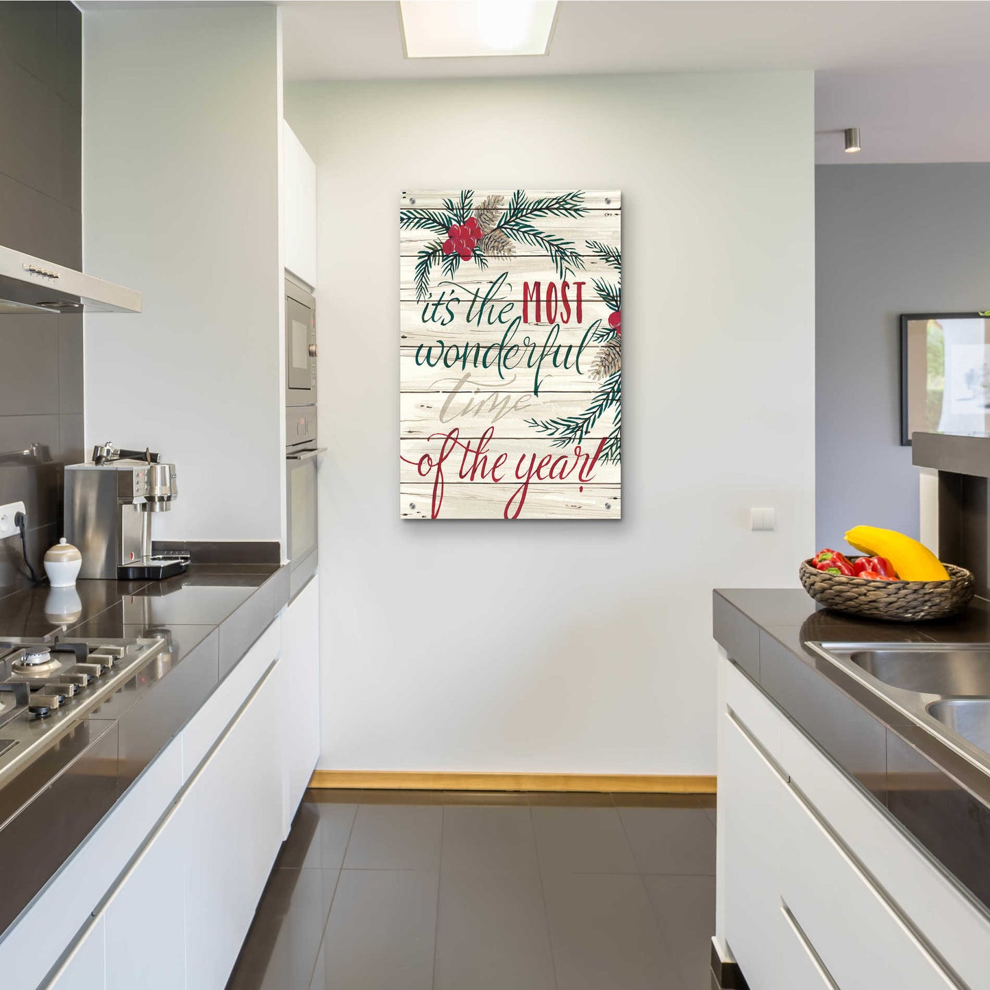 Epic Art 'It's the Most Wonderful Time Shiplap' by Cindy Jacobs, Acrylic Glass Wall Art,24x36