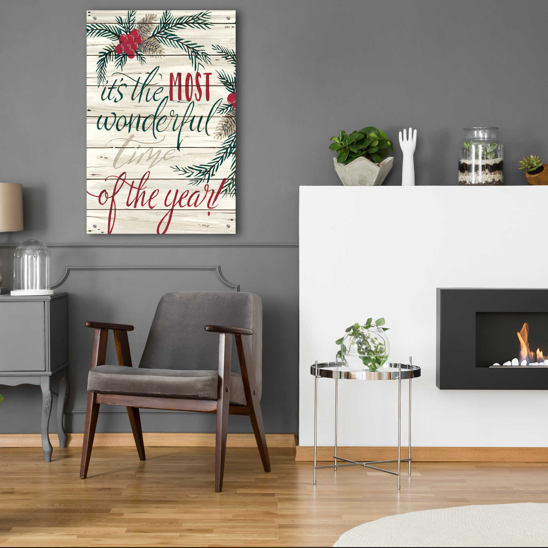 Epic Art 'It's the Most Wonderful Time Shiplap' by Cindy Jacobs, Acrylic Glass Wall Art,24x36