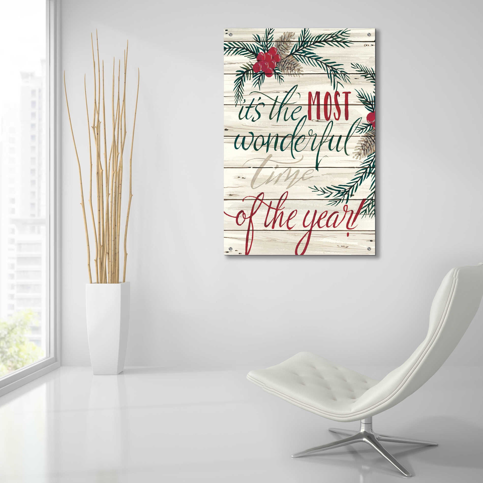 Epic Art 'It's the Most Wonderful Time Shiplap' by Cindy Jacobs, Acrylic Glass Wall Art,24x36