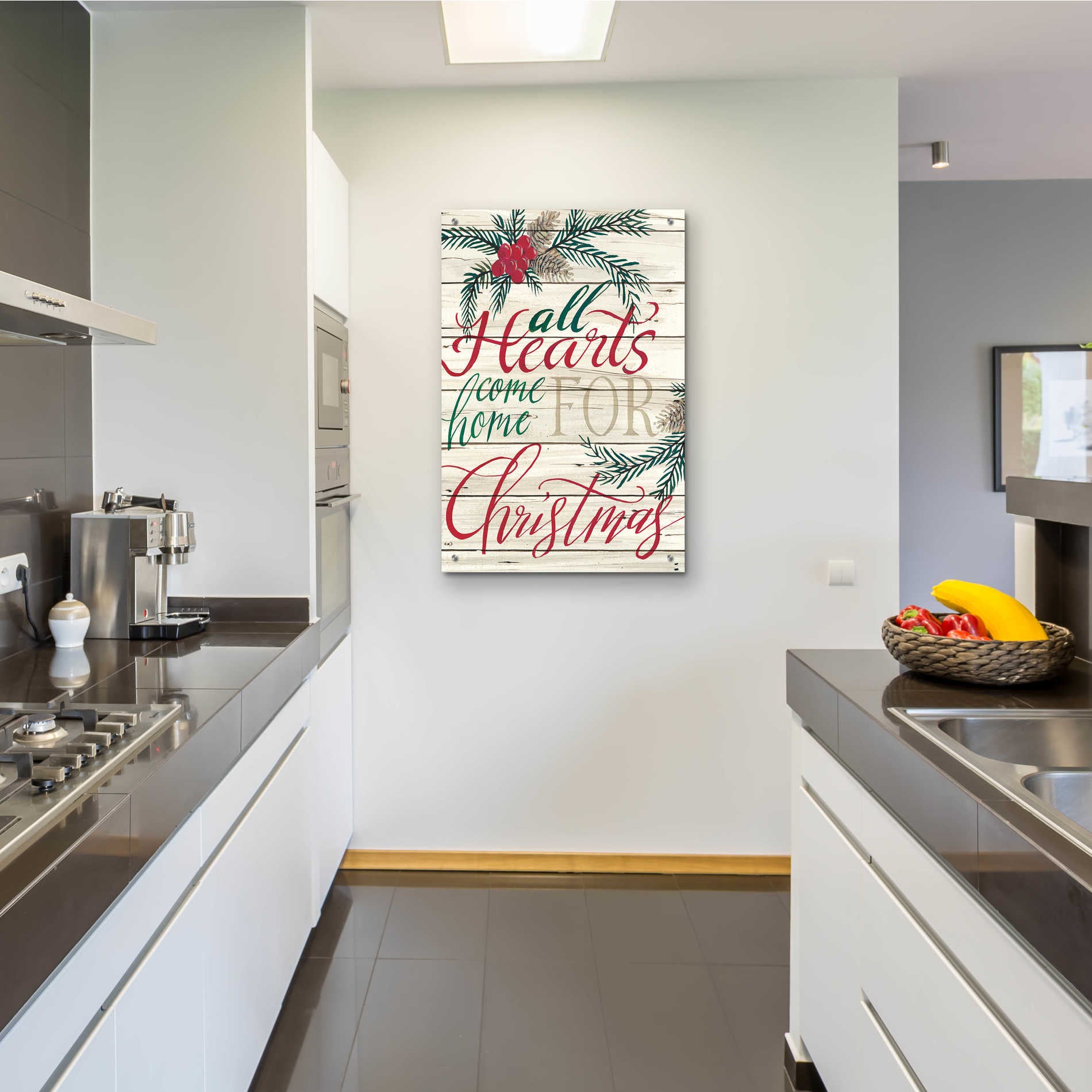 Epic Art 'All Hearts Come Home for Christmas Shiplap' by Cindy Jacobs, Acrylic Glass Wall Art,24x36