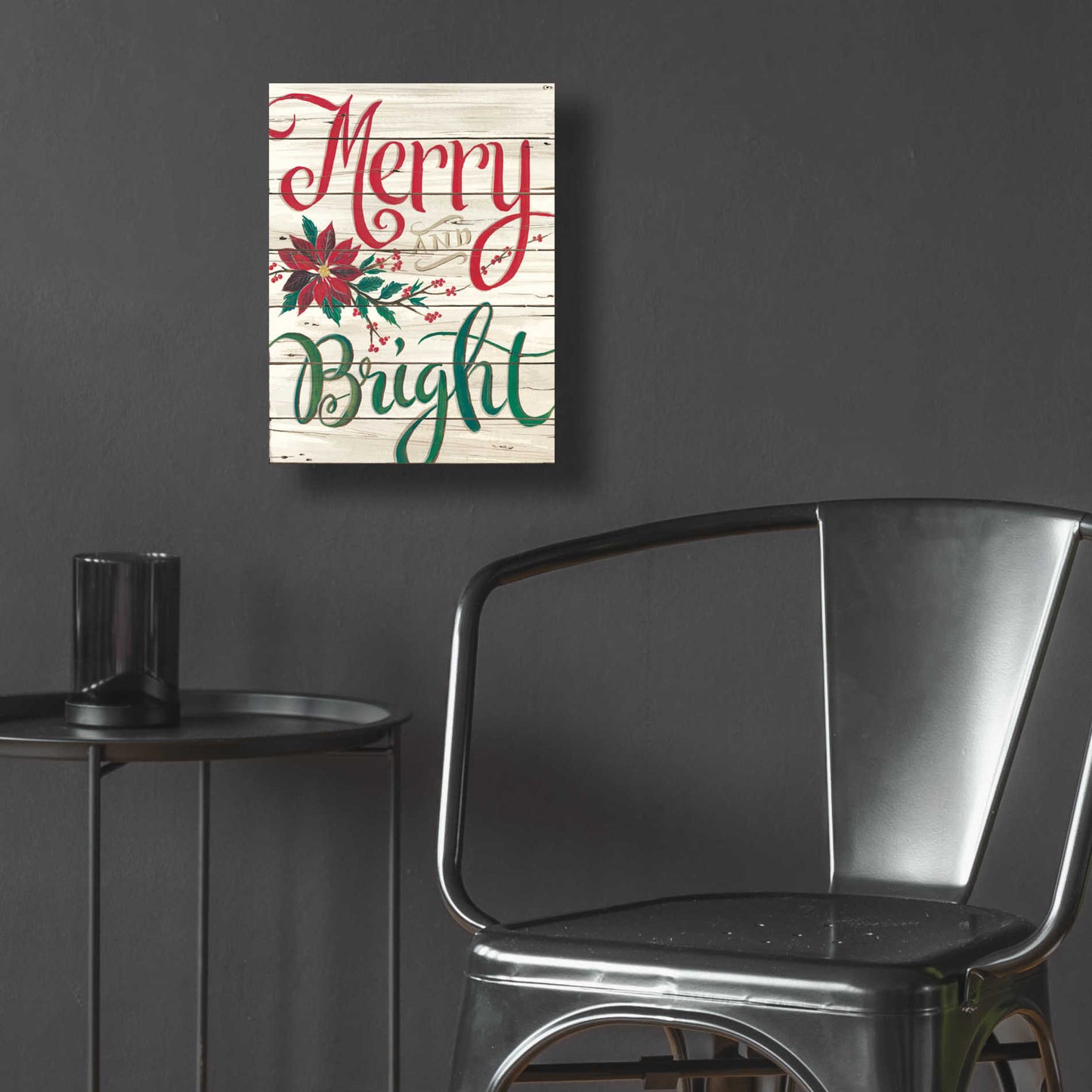 Epic Art 'Merry & Bright Shiplap' by Cindy Jacobs, Acrylic Glass Wall Art,12x16