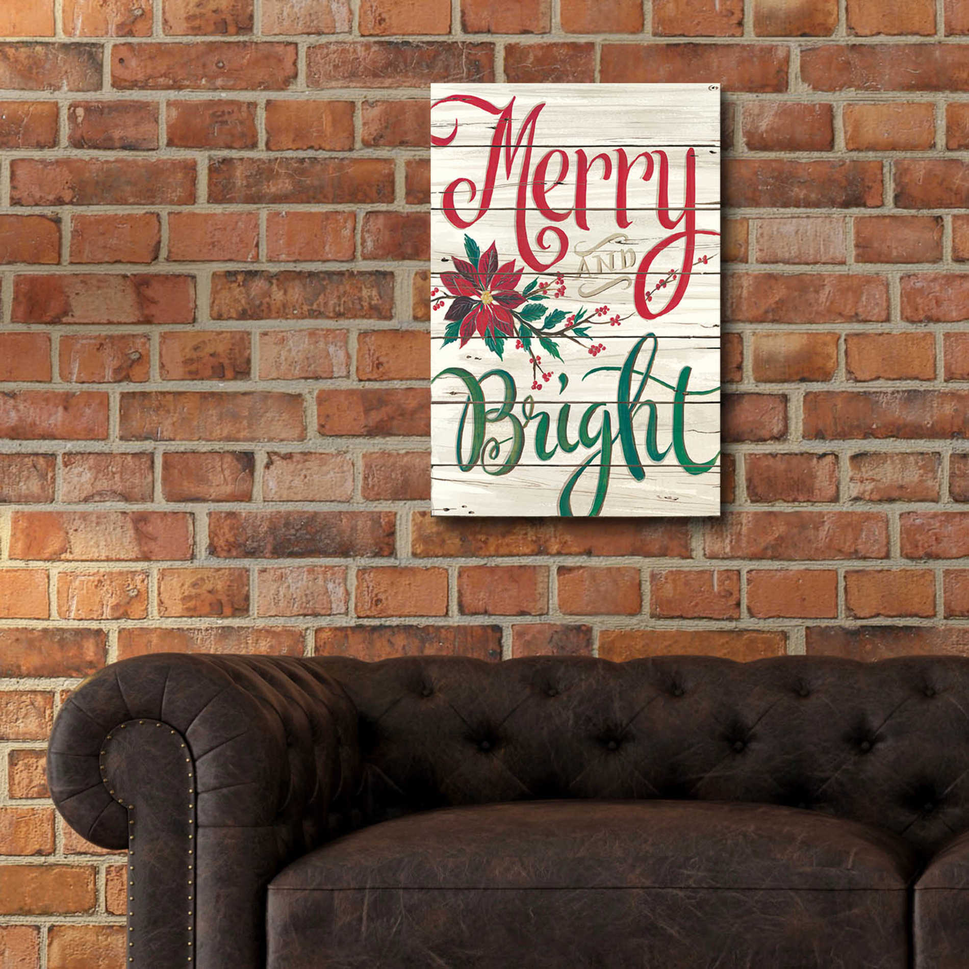 Epic Art 'Merry & Bright Shiplap' by Cindy Jacobs, Acrylic Glass Wall Art,16x24