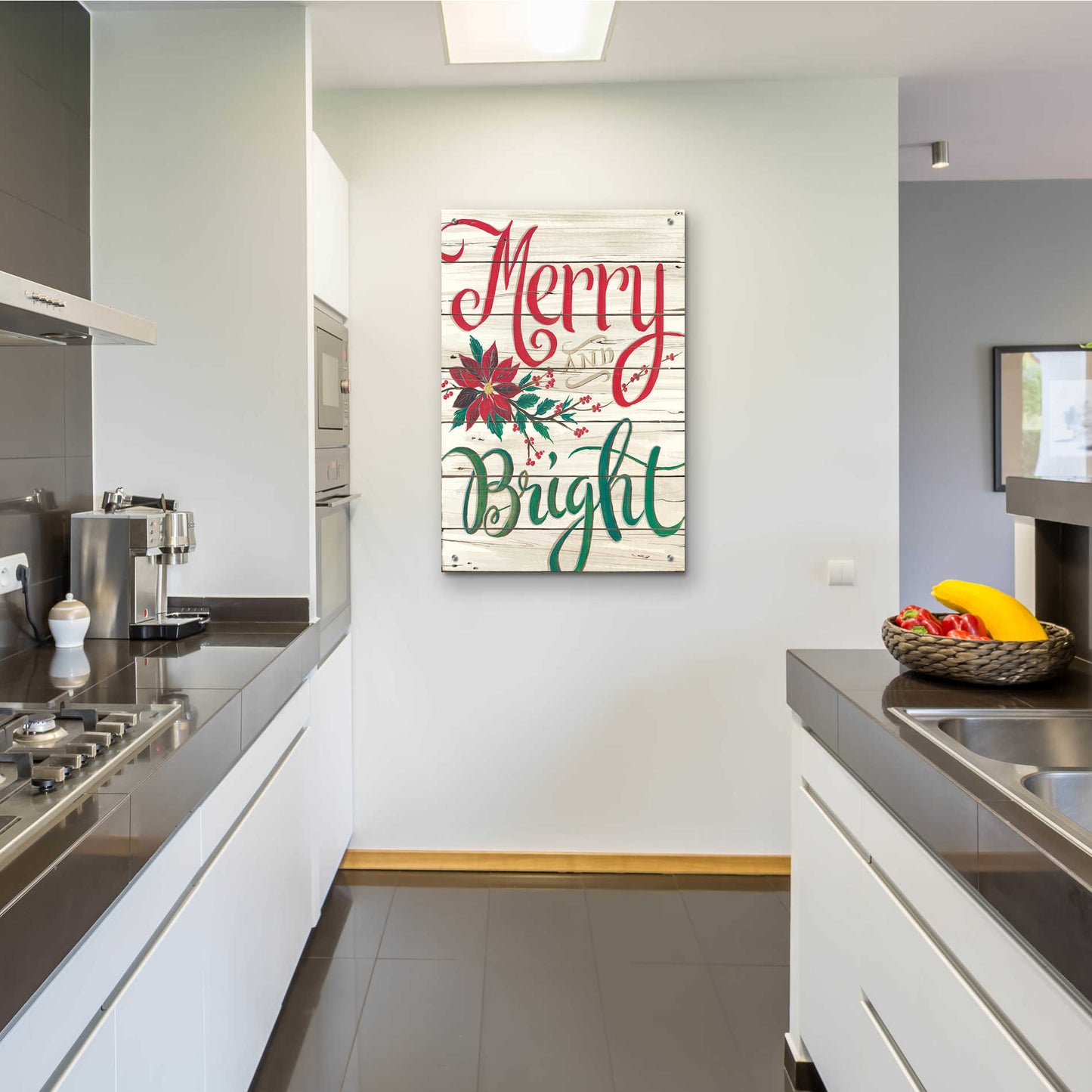 Epic Art 'Merry & Bright Shiplap' by Cindy Jacobs, Acrylic Glass Wall Art,24x36