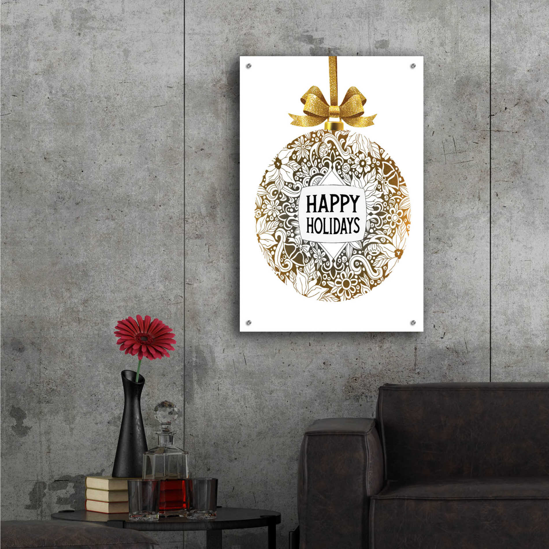 Epic Art 'Happy Holidays Ornament' by Cindy Jacobs, Acrylic Glass Wall Art,24x36