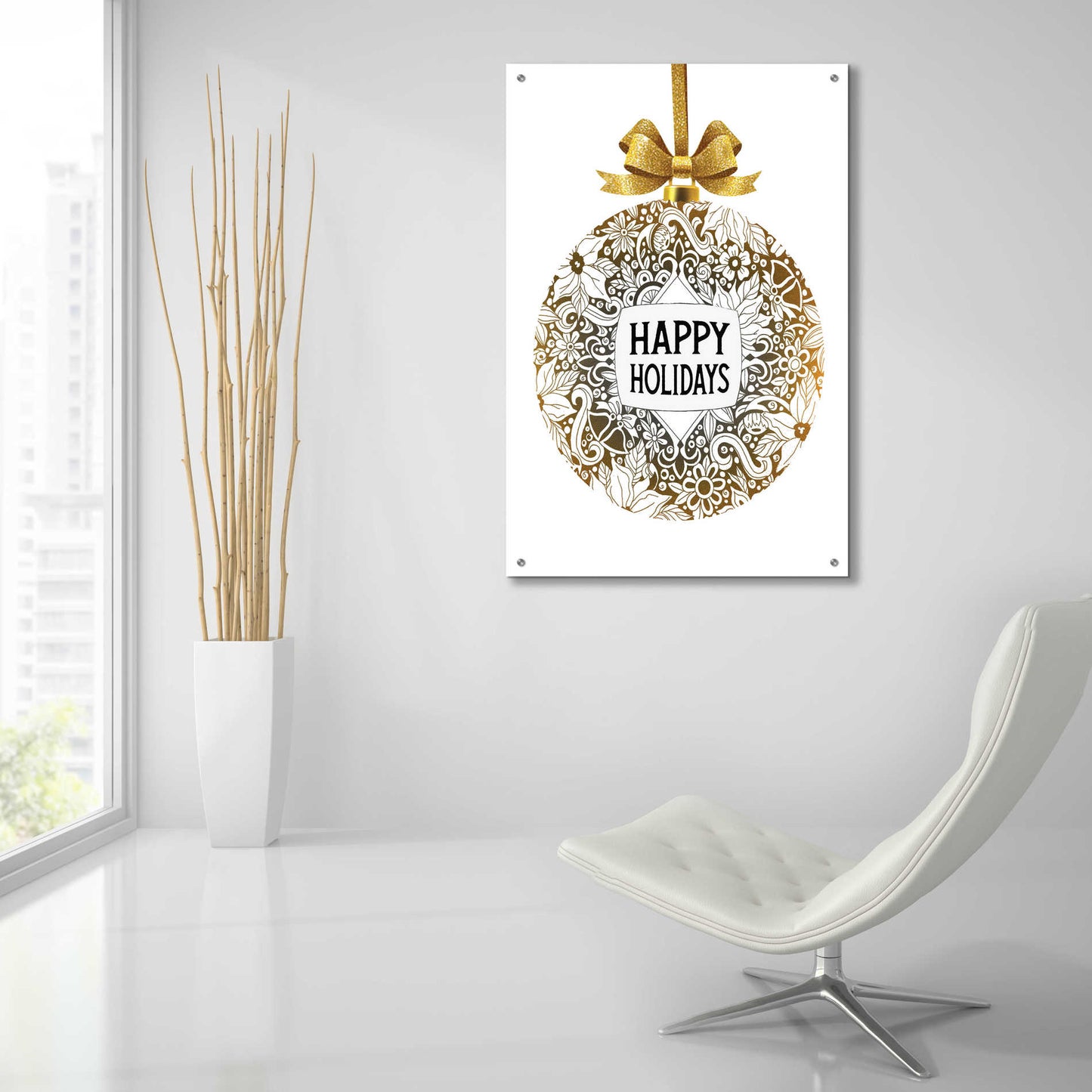 Epic Art 'Happy Holidays Ornament' by Cindy Jacobs, Acrylic Glass Wall Art,24x36