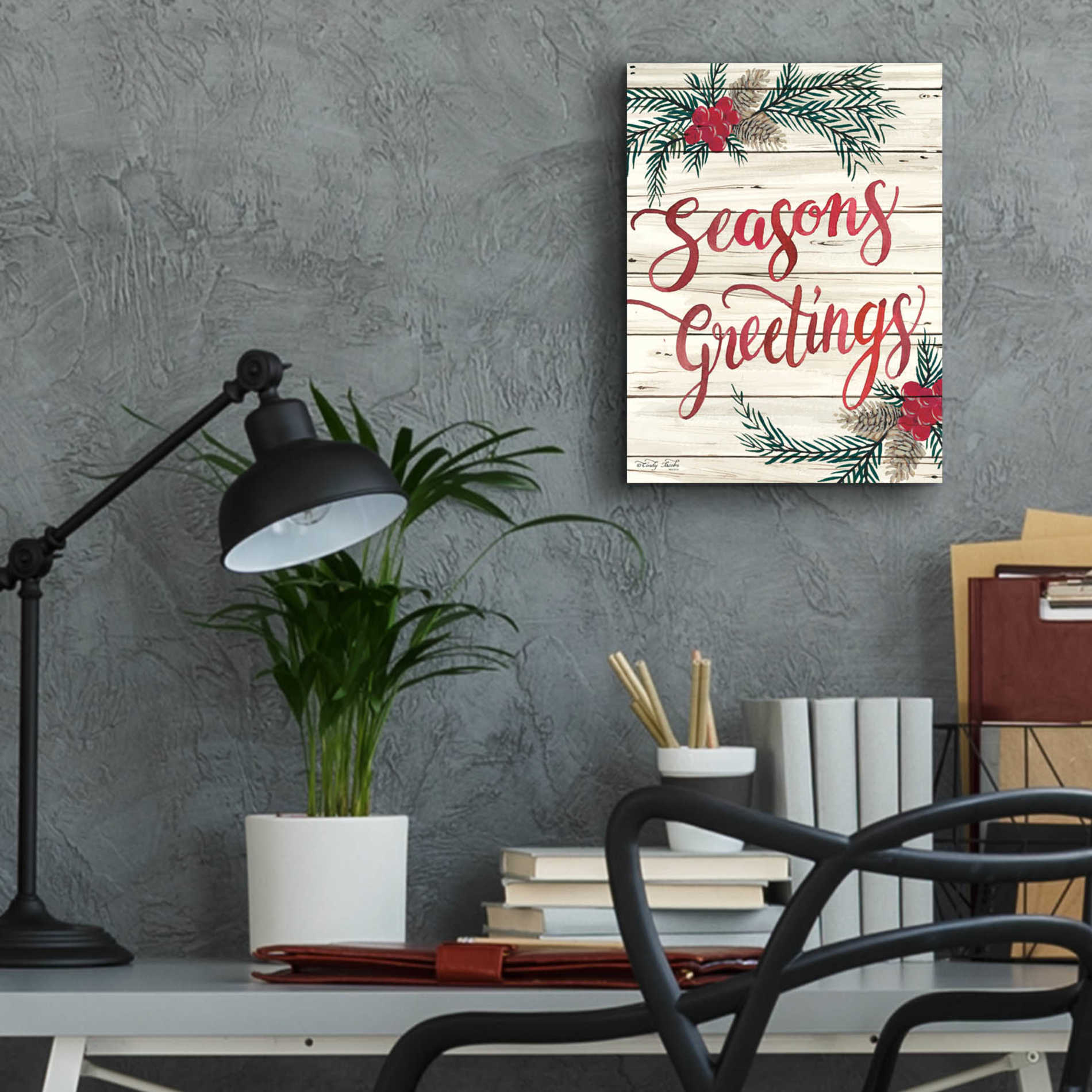 Epic Art 'Seasons Greetings' by Cindy Jacobs, Acrylic Glass Wall Art,12x16