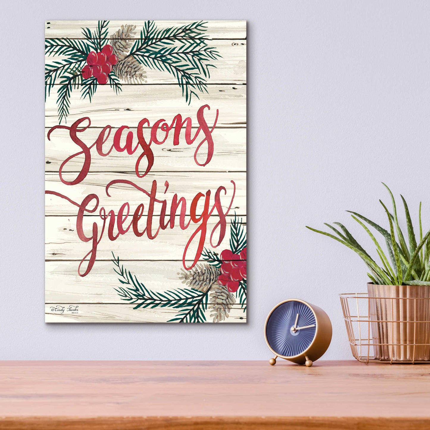 Epic Art 'Seasons Greetings' by Cindy Jacobs, Acrylic Glass Wall Art,12x16