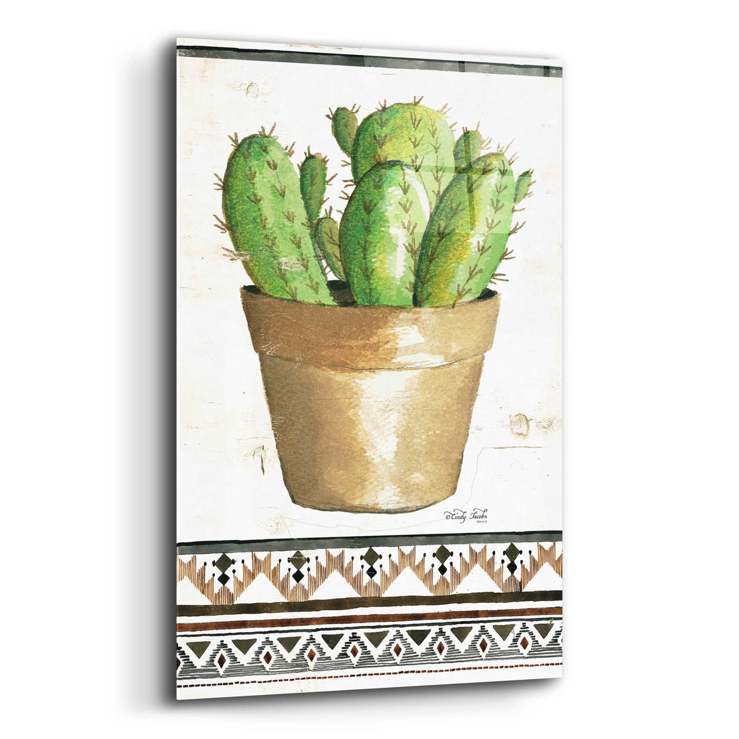 Epic Art 'Happy Cactus' by Cindy Jacobs, Acrylic Glass Wall Art,12x16