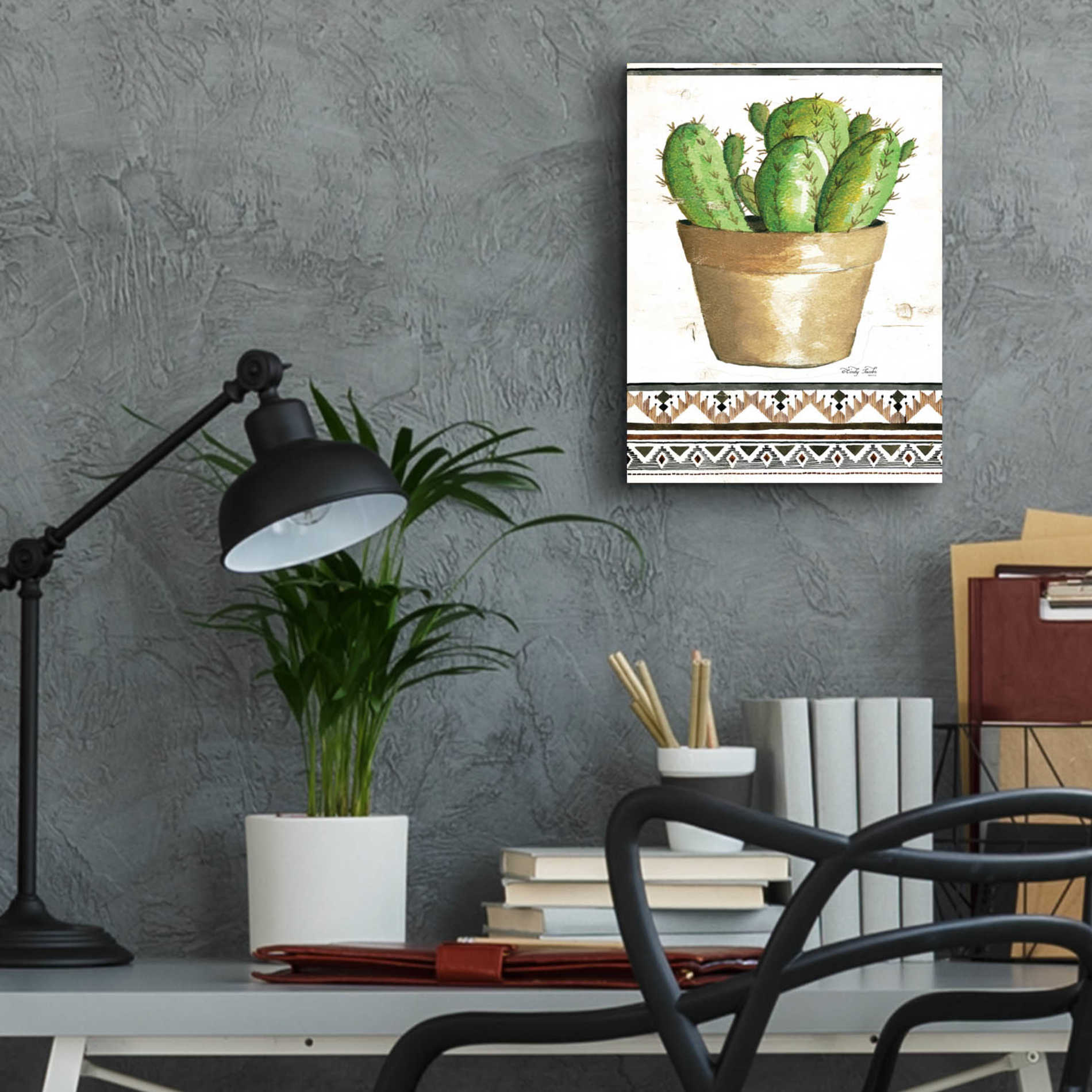 Epic Art 'Happy Cactus' by Cindy Jacobs, Acrylic Glass Wall Art,12x16