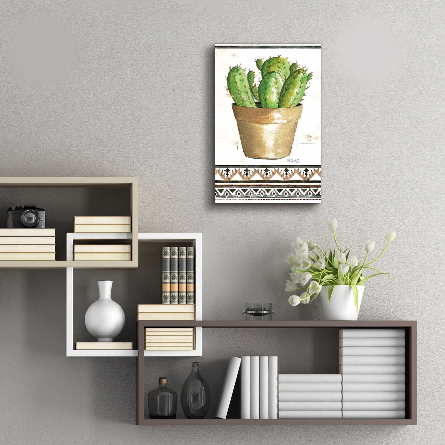 Epic Art 'Happy Cactus' by Cindy Jacobs, Acrylic Glass Wall Art,16x24