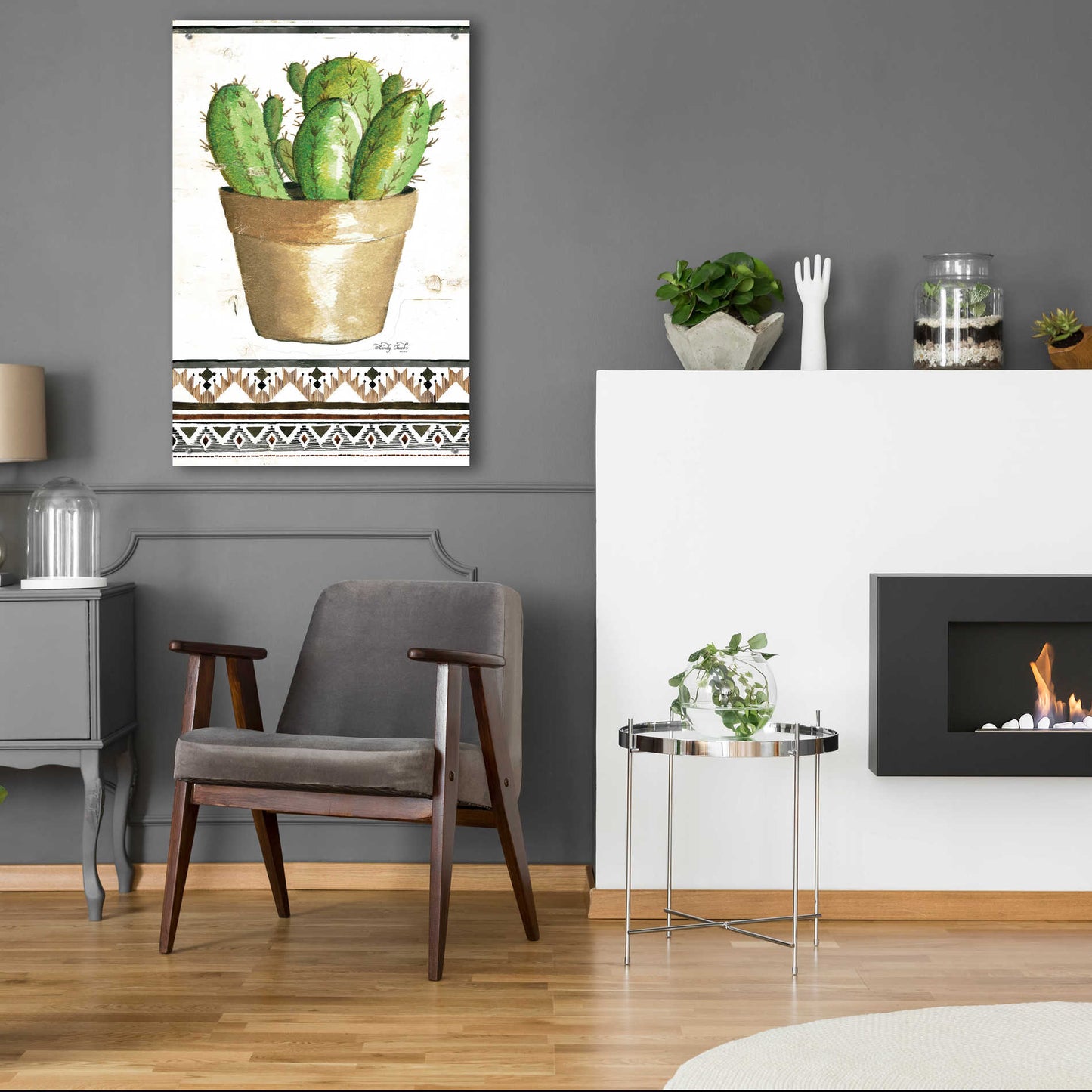 Epic Art 'Happy Cactus' by Cindy Jacobs, Acrylic Glass Wall Art,24x36