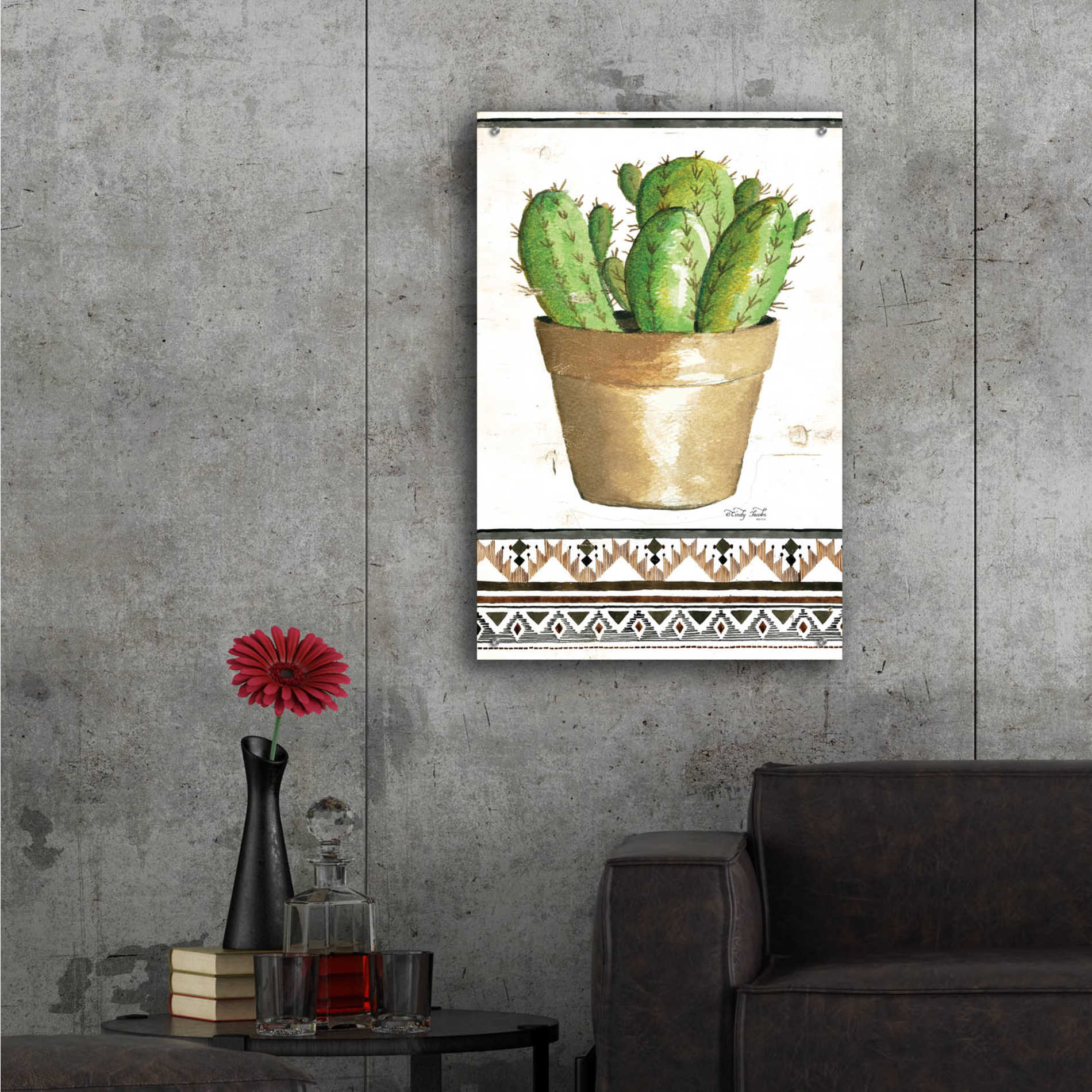 Epic Art 'Happy Cactus' by Cindy Jacobs, Acrylic Glass Wall Art,24x36