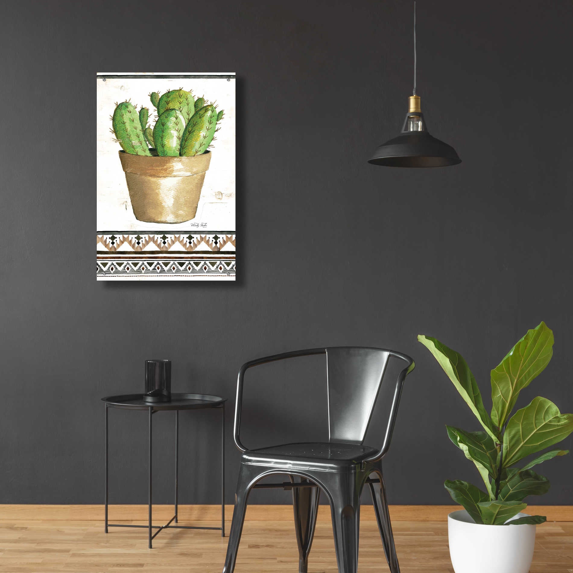 Epic Art 'Happy Cactus' by Cindy Jacobs, Acrylic Glass Wall Art,24x36