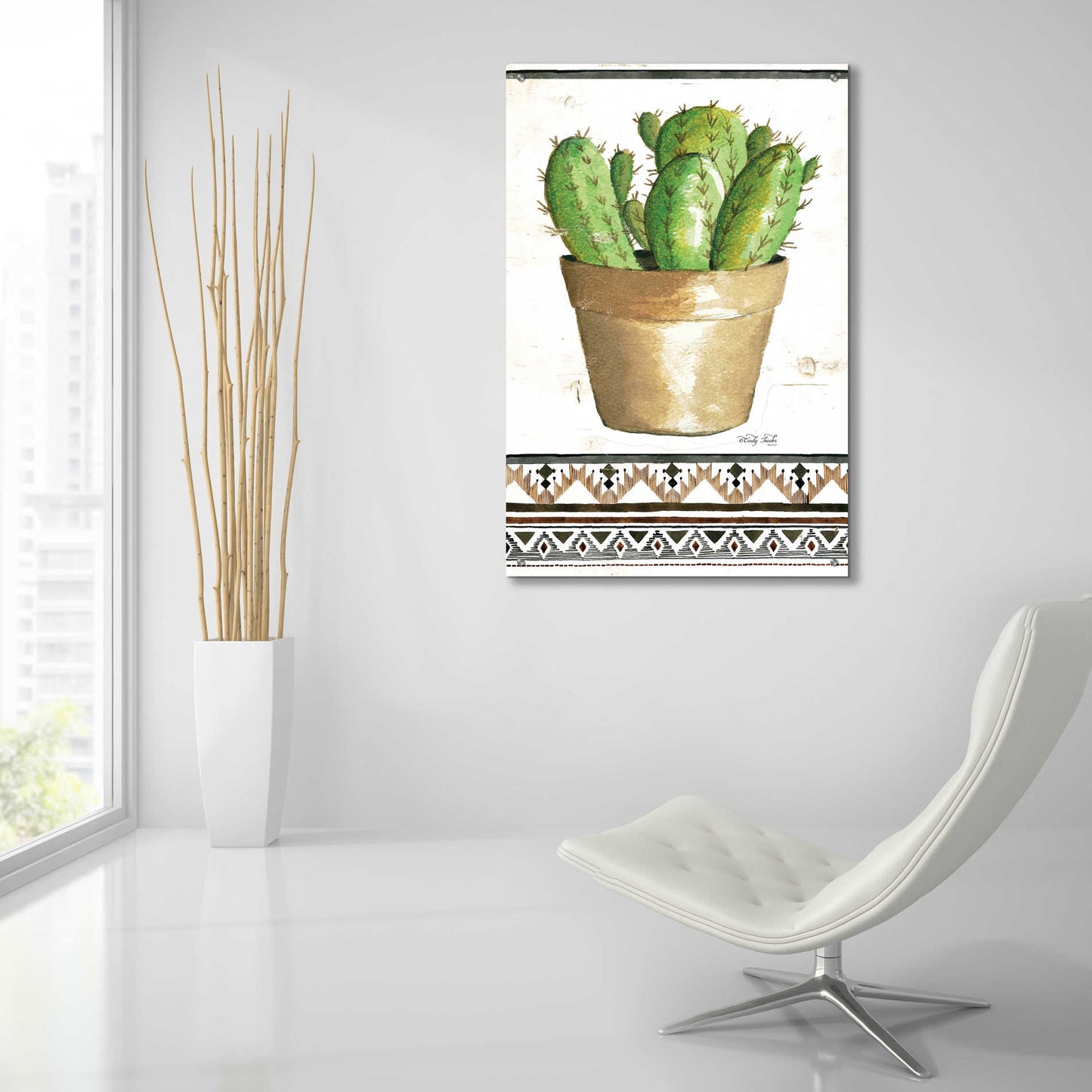 Epic Art 'Happy Cactus' by Cindy Jacobs, Acrylic Glass Wall Art,24x36