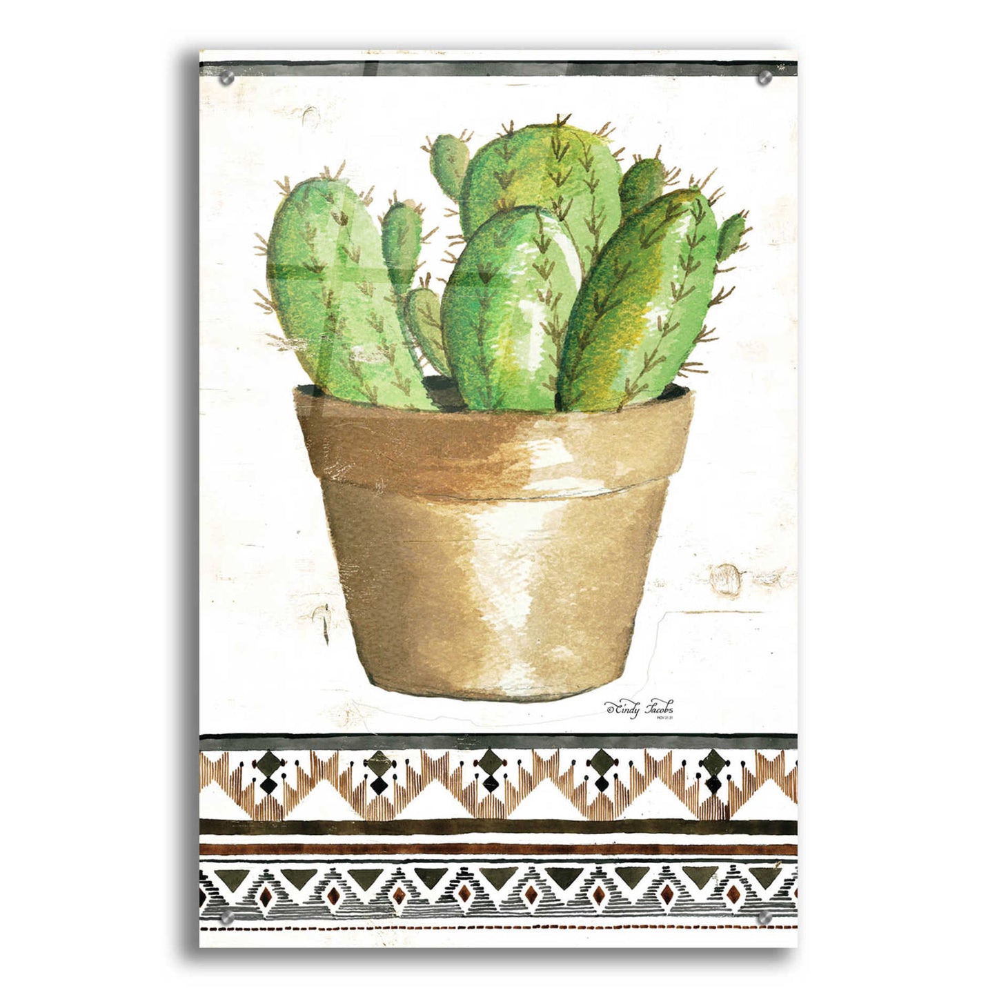 Epic Art 'Happy Cactus' by Cindy Jacobs, Acrylic Glass Wall Art,24x36