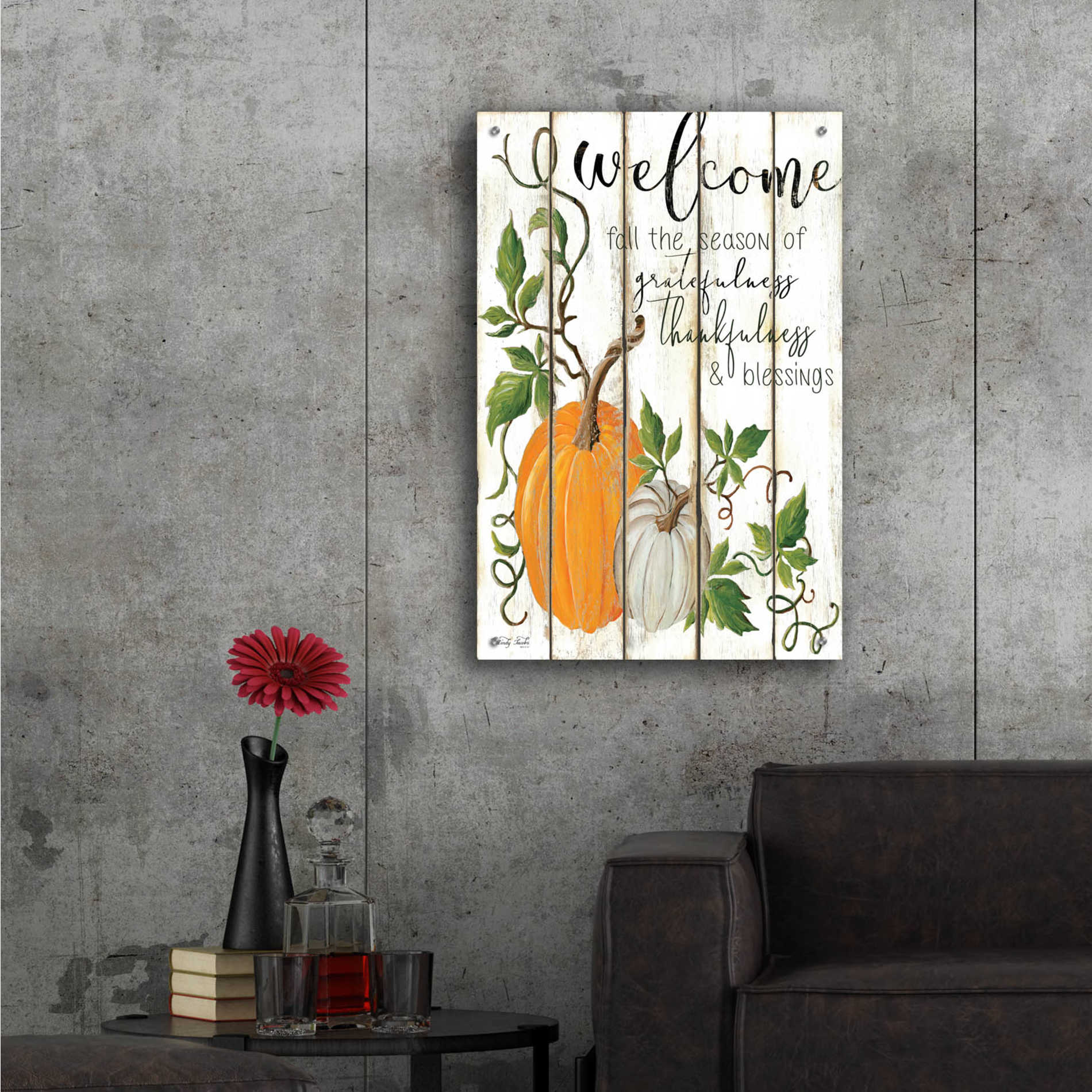 Epic Art 'Welcome Fall' by Cindy Jacobs, Acrylic Glass Wall Art,24x36