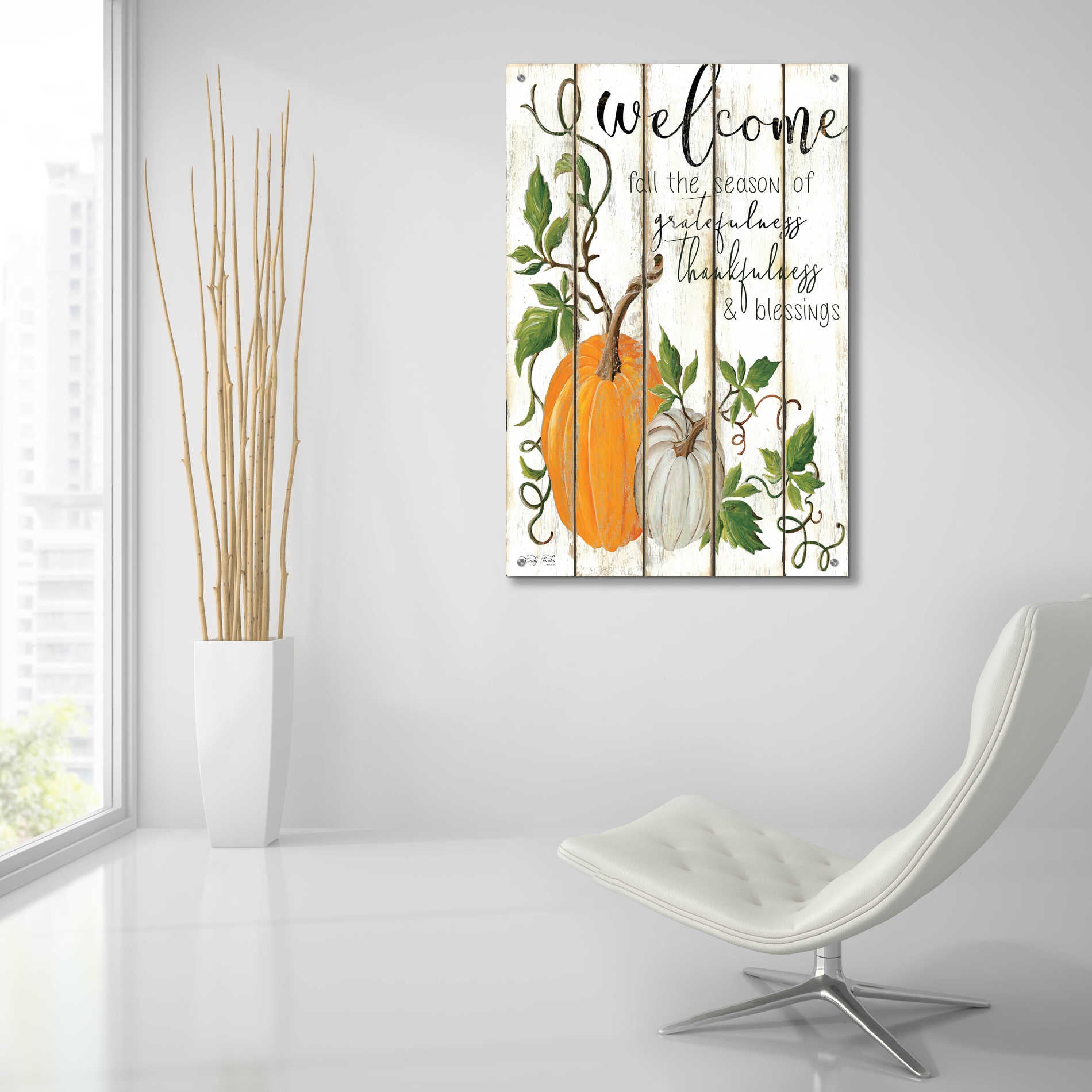 Epic Art 'Welcome Fall' by Cindy Jacobs, Acrylic Glass Wall Art,24x36