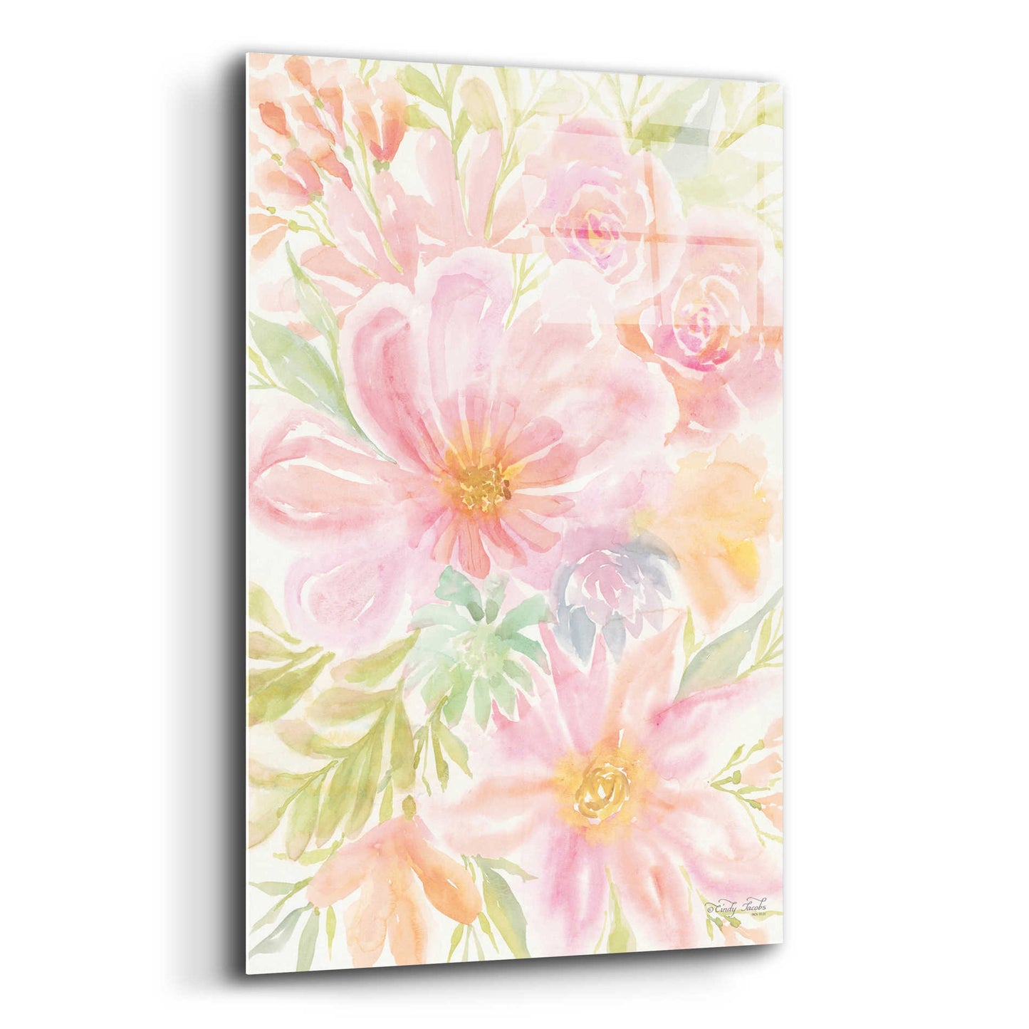 Epic Art 'Mixed Floral Blooms I' by Cindy Jacobs, Acrylic Glass Wall Art,12x16