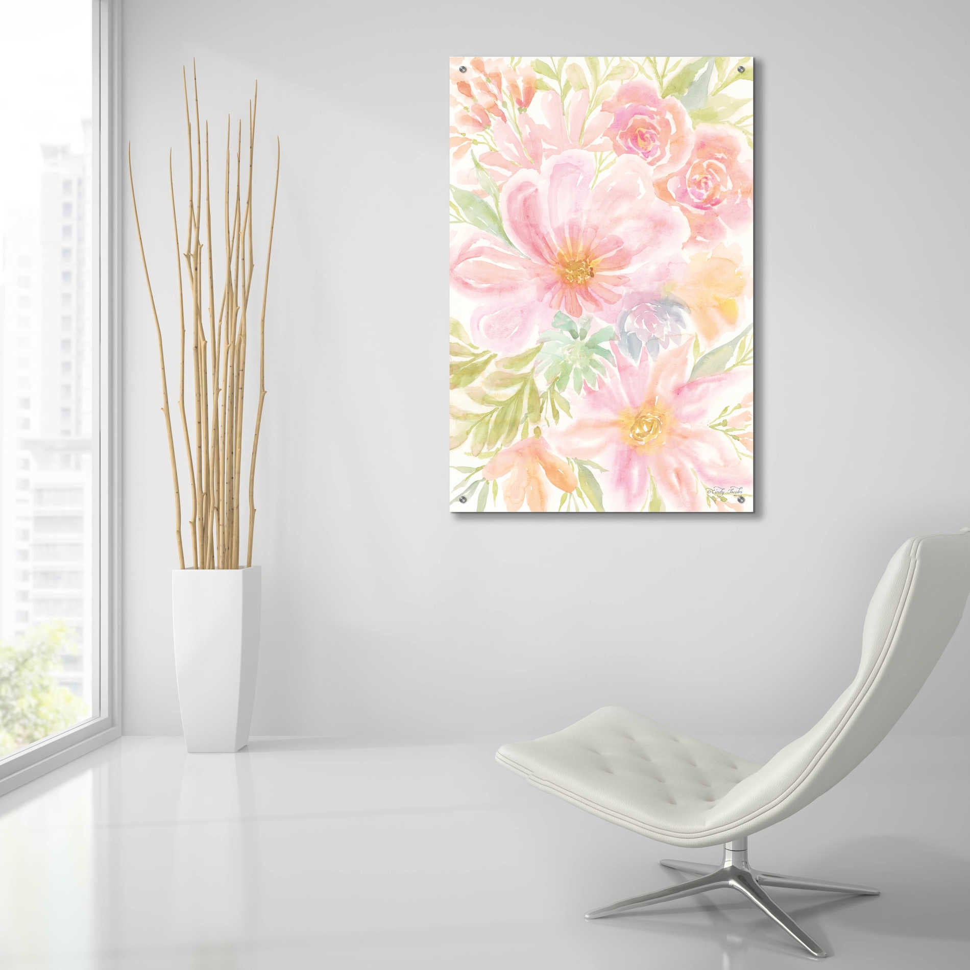 Epic Art 'Mixed Floral Blooms I' by Cindy Jacobs, Acrylic Glass Wall Art,24x36