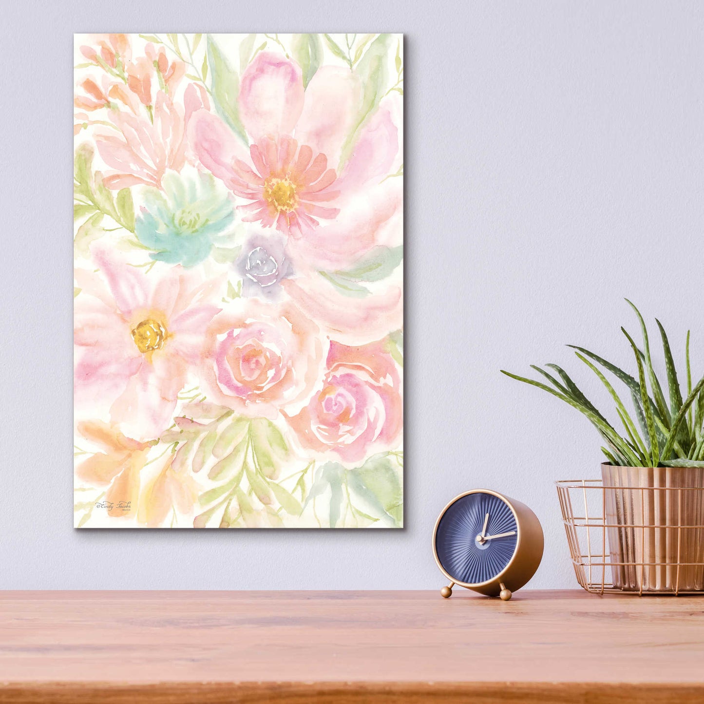 Epic Art 'Mixed Floral Blooms II' by Cindy Jacobs, Acrylic Glass Wall Art,12x16