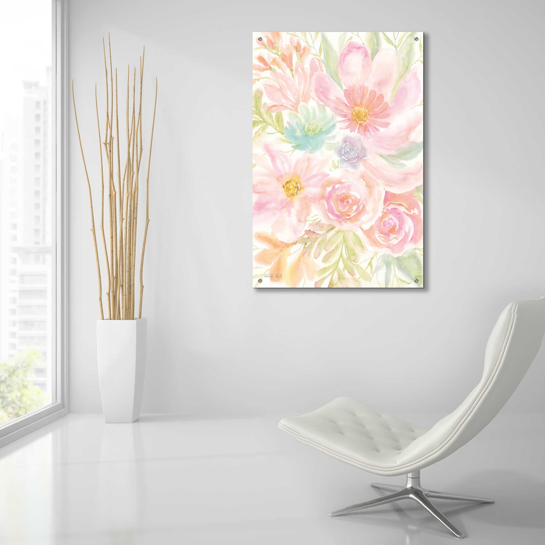 Epic Art 'Mixed Floral Blooms II' by Cindy Jacobs, Acrylic Glass Wall Art,24x36