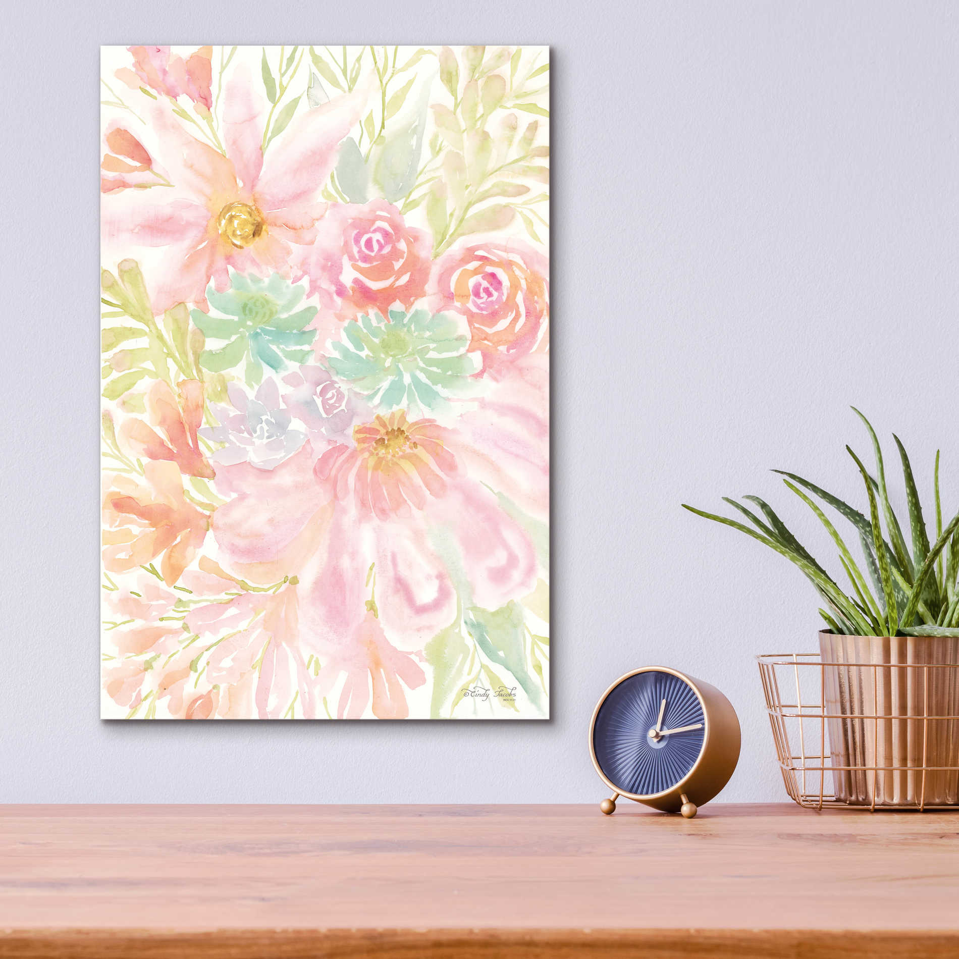 Epic Art 'Mixed Floral Blooms III' by Cindy Jacobs, Acrylic Glass Wall Art,12x16