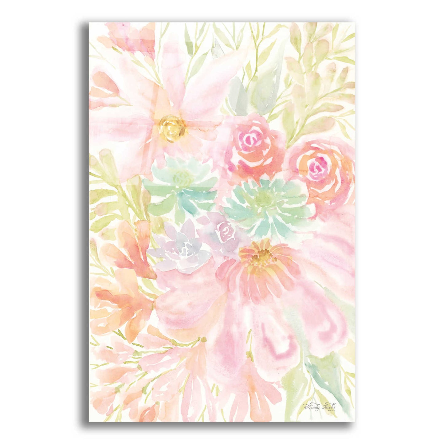 Epic Art 'Mixed Floral Blooms III' by Cindy Jacobs, Acrylic Glass Wall Art,12x16