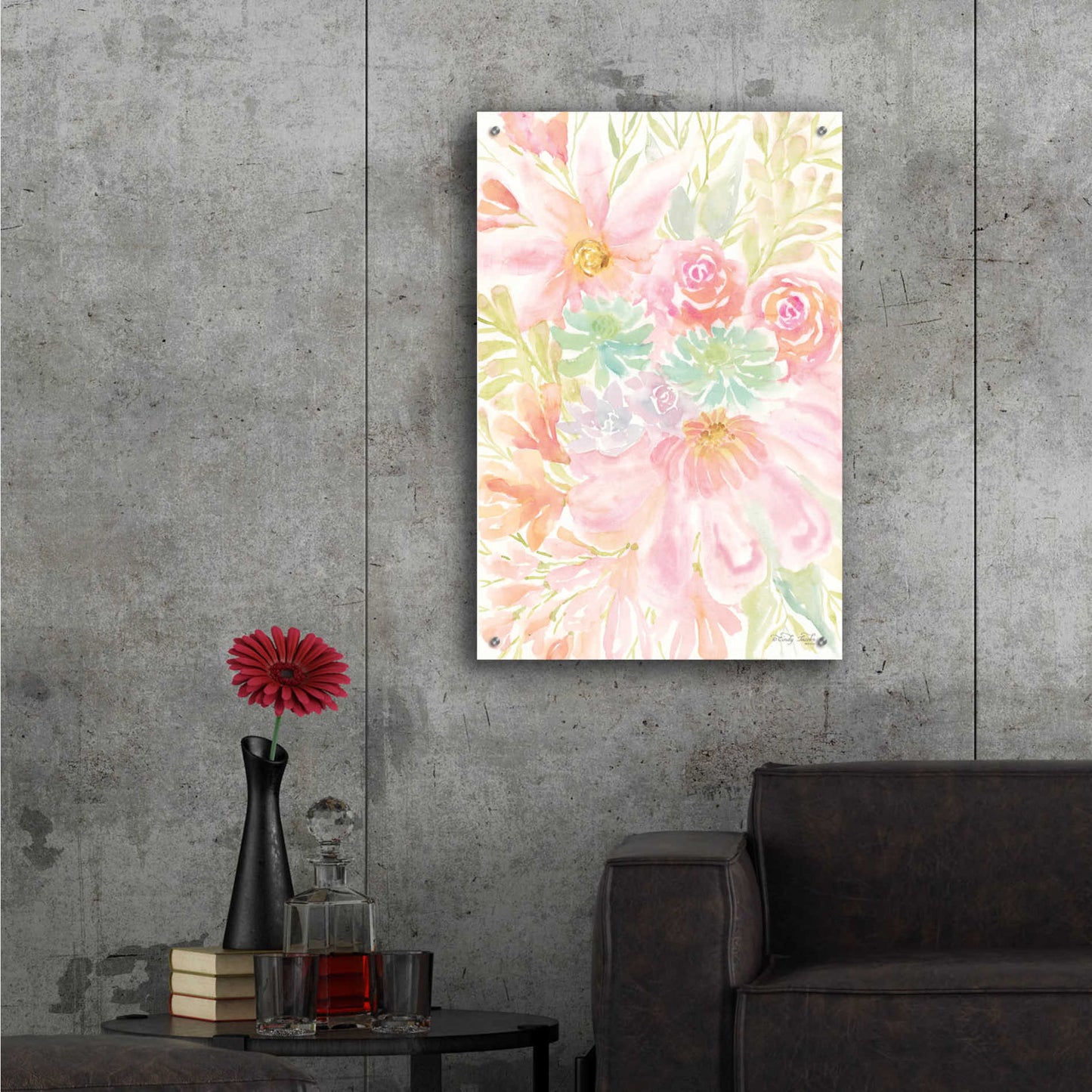 Epic Art 'Mixed Floral Blooms III' by Cindy Jacobs, Acrylic Glass Wall Art,24x36