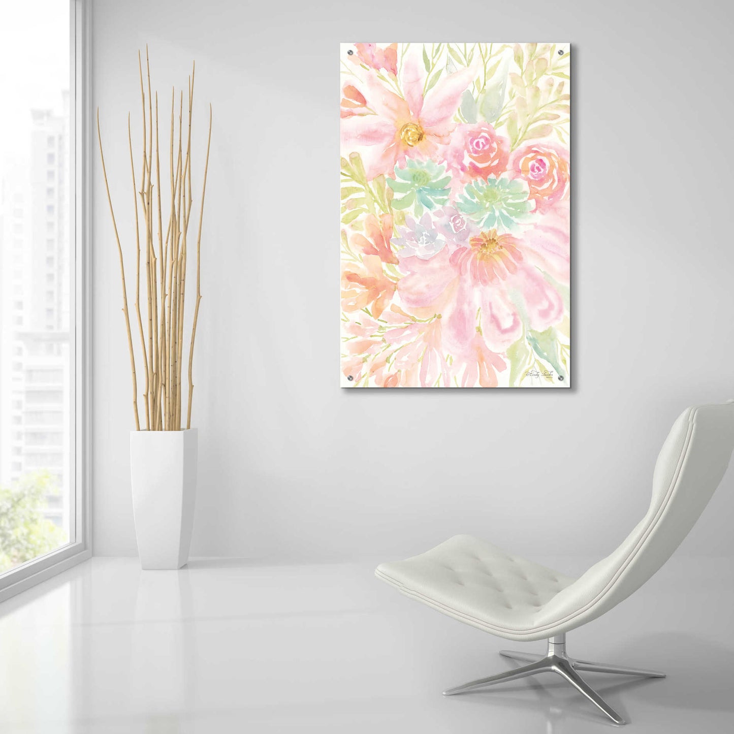 Epic Art 'Mixed Floral Blooms III' by Cindy Jacobs, Acrylic Glass Wall Art,24x36