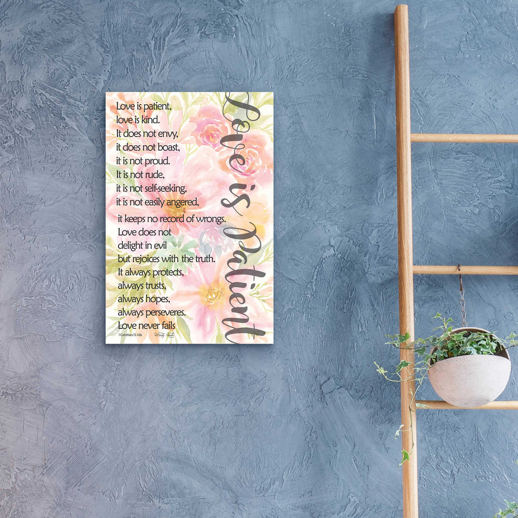 Epic Art 'Floral Love is Patient' by Cindy Jacobs, Acrylic Glass Wall Art,16x24