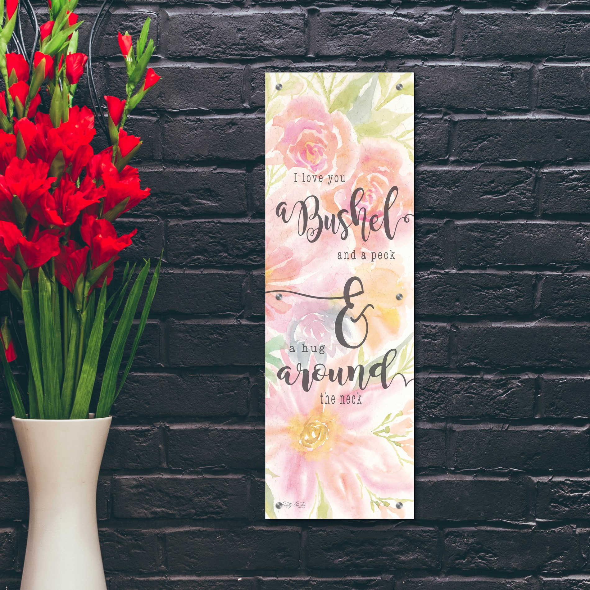 Epic Art 'I Love You a Bushel and a Peck' by Cindy Jacobs, Acrylic Glass Wall Art,12x36