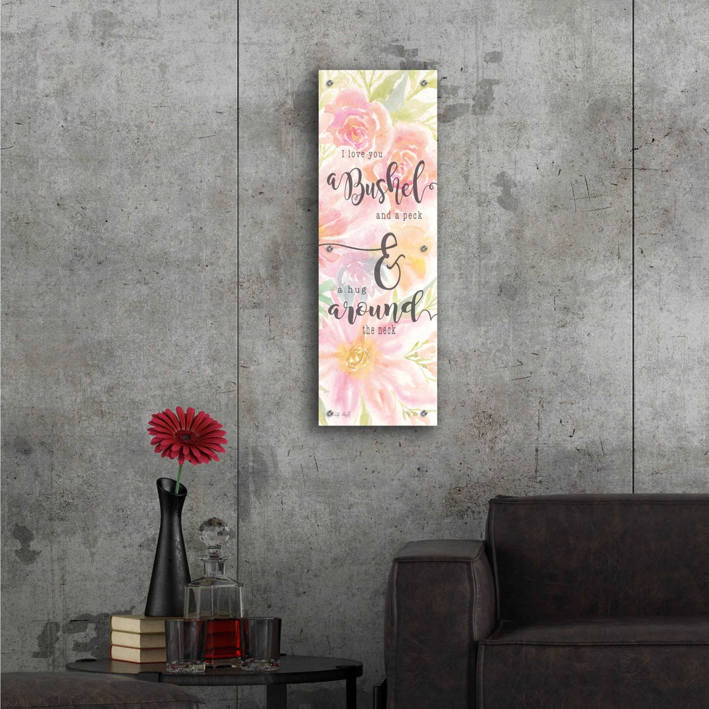 Epic Art 'I Love You a Bushel and a Peck' by Cindy Jacobs, Acrylic Glass Wall Art,12x36