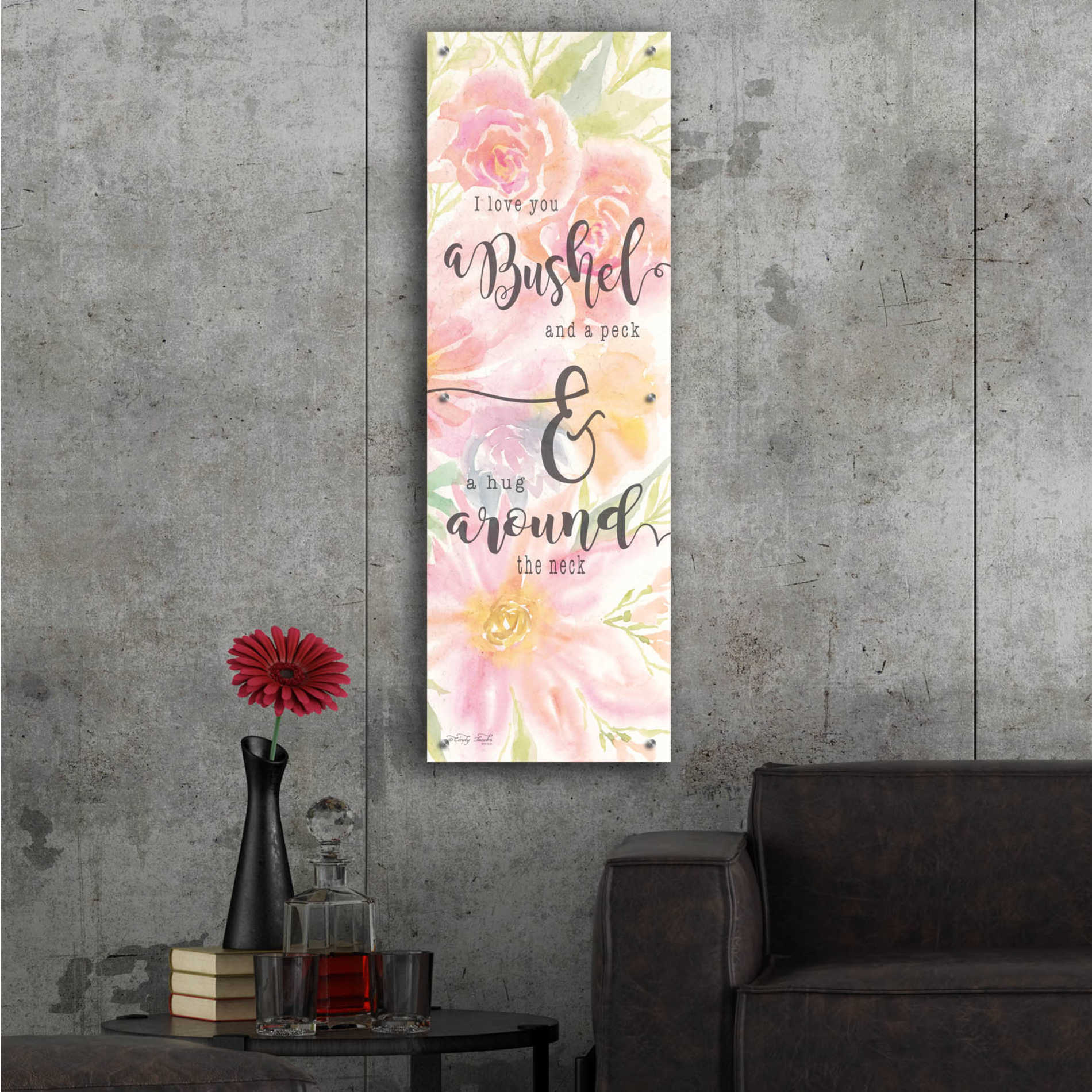 Epic Art 'I Love You a Bushel and a Peck' by Cindy Jacobs, Acrylic Glass Wall Art,16x48