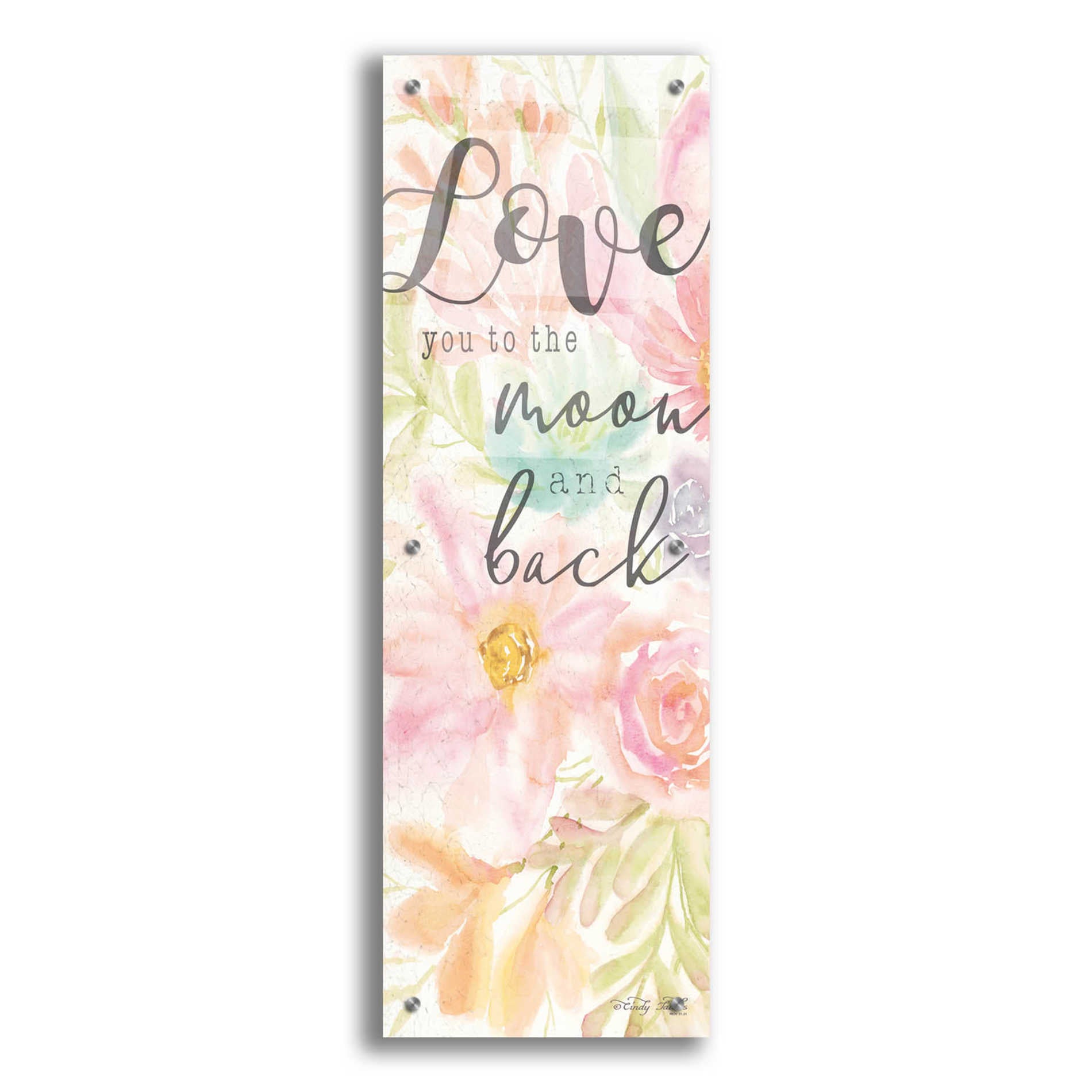 Epic Art 'I Love You to the Moon and Back' by Cindy Jacobs, Acrylic Glass Wall Art,12x36