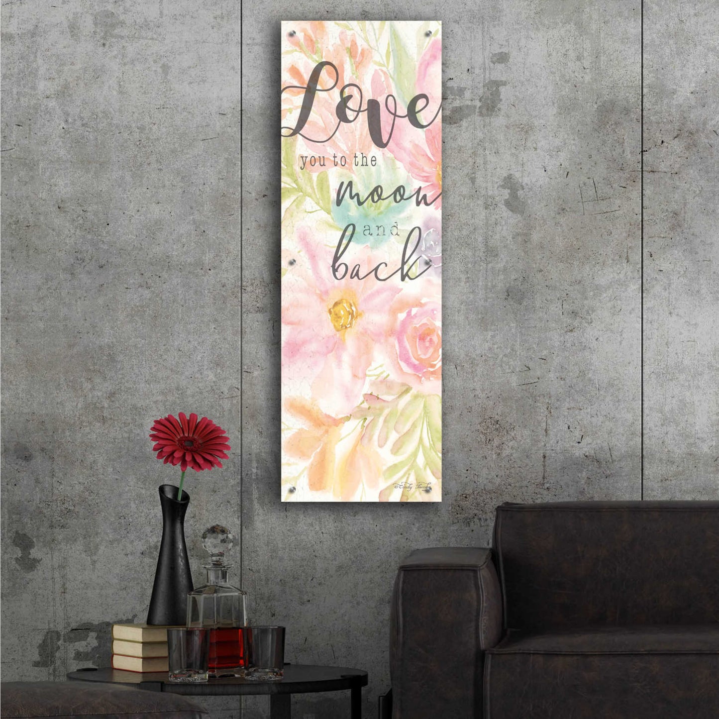 Epic Art 'I Love You to the Moon and Back' by Cindy Jacobs, Acrylic Glass Wall Art,16x48