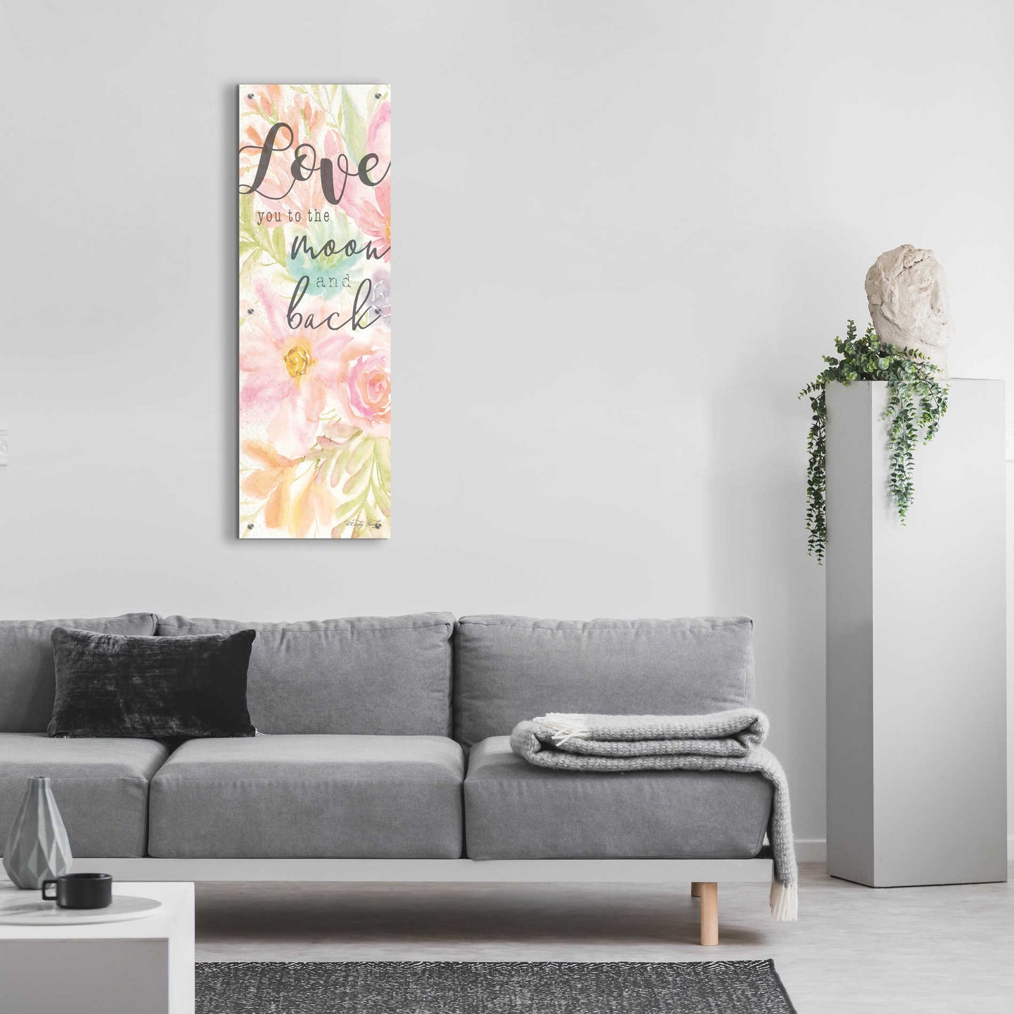 Epic Art 'I Love You to the Moon and Back' by Cindy Jacobs, Acrylic Glass Wall Art,16x48