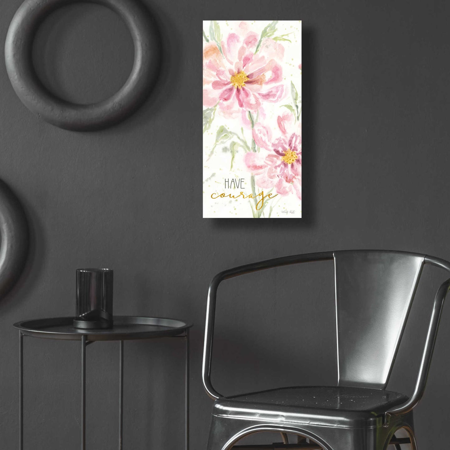 Epic Art 'Floral Have Courage' by Cindy Jacobs, Acrylic Glass Wall Art,12x24