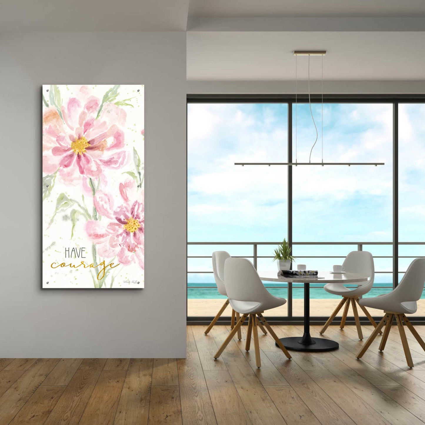 Epic Art 'Floral Have Courage' by Cindy Jacobs, Acrylic Glass Wall Art,24x48