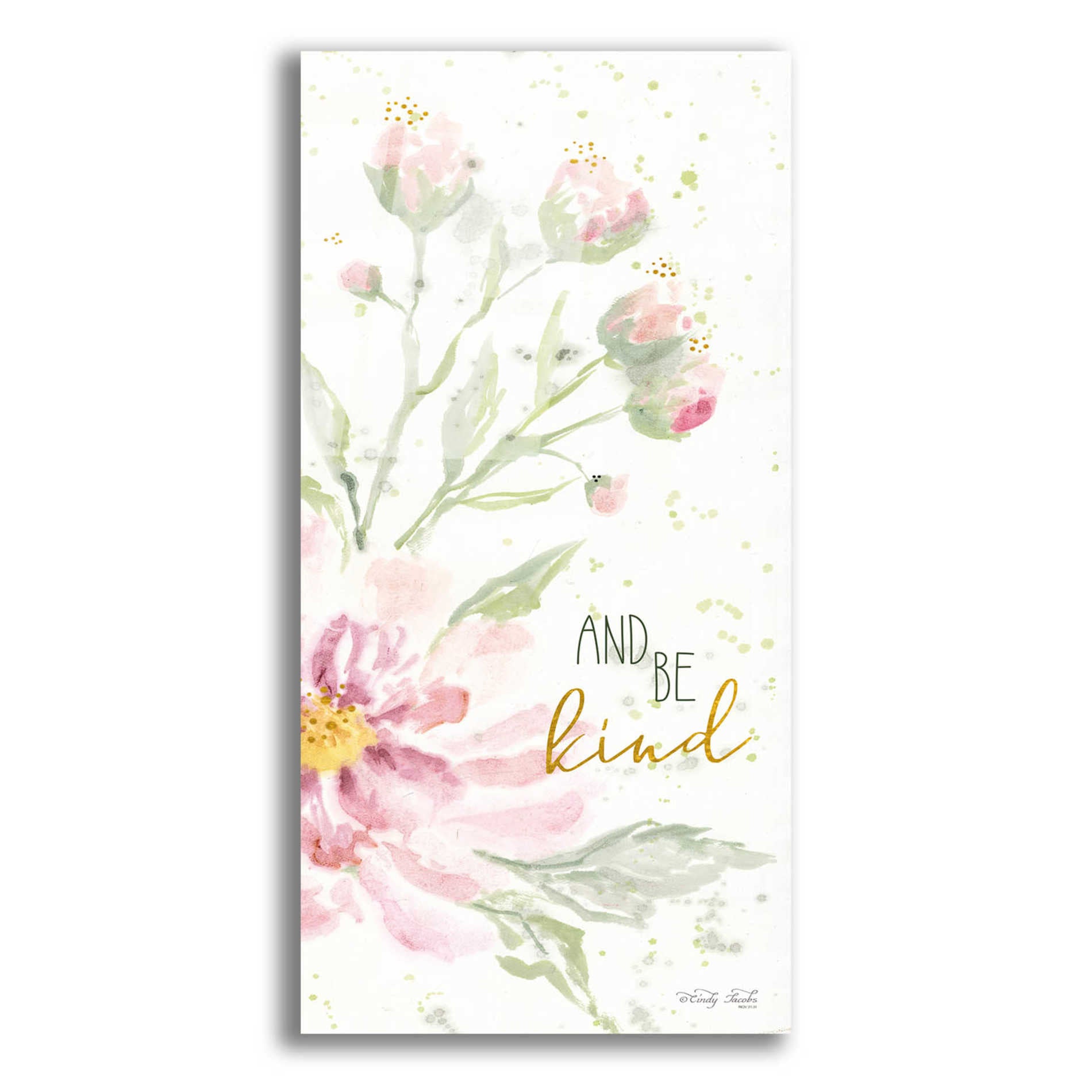 Epic Art 'Floral Be Kind' by Cindy Jacobs, Acrylic Glass Wall Art,12x24