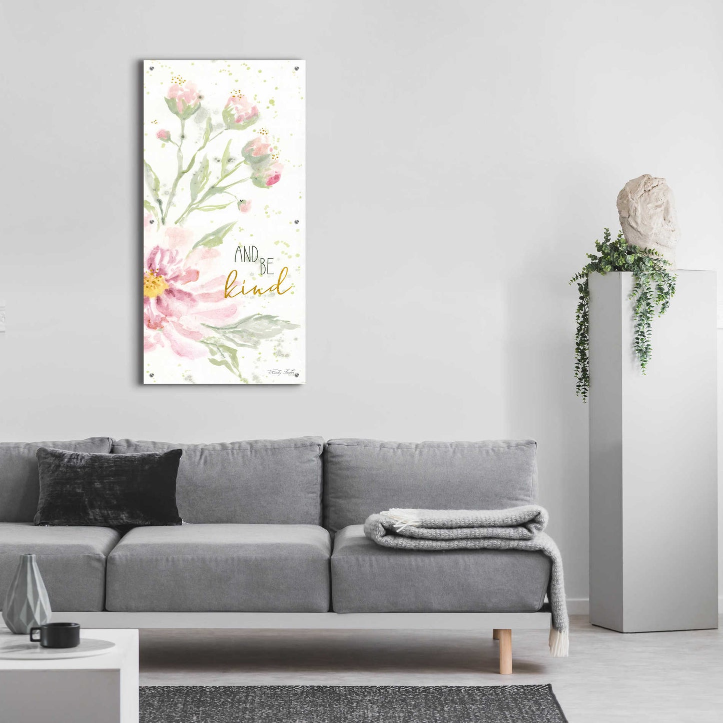 Epic Art 'Floral Be Kind' by Cindy Jacobs, Acrylic Glass Wall Art,24x48