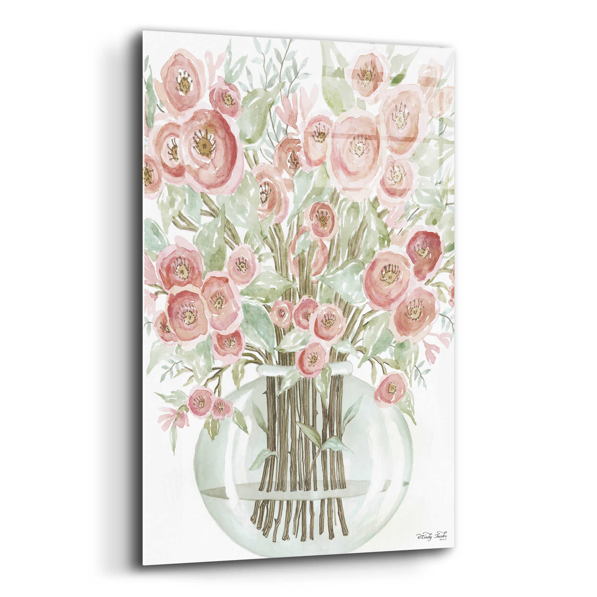 Epic Art 'Blush Roses' by Cindy Jacobs, Acrylic Glass Wall Art,12x16