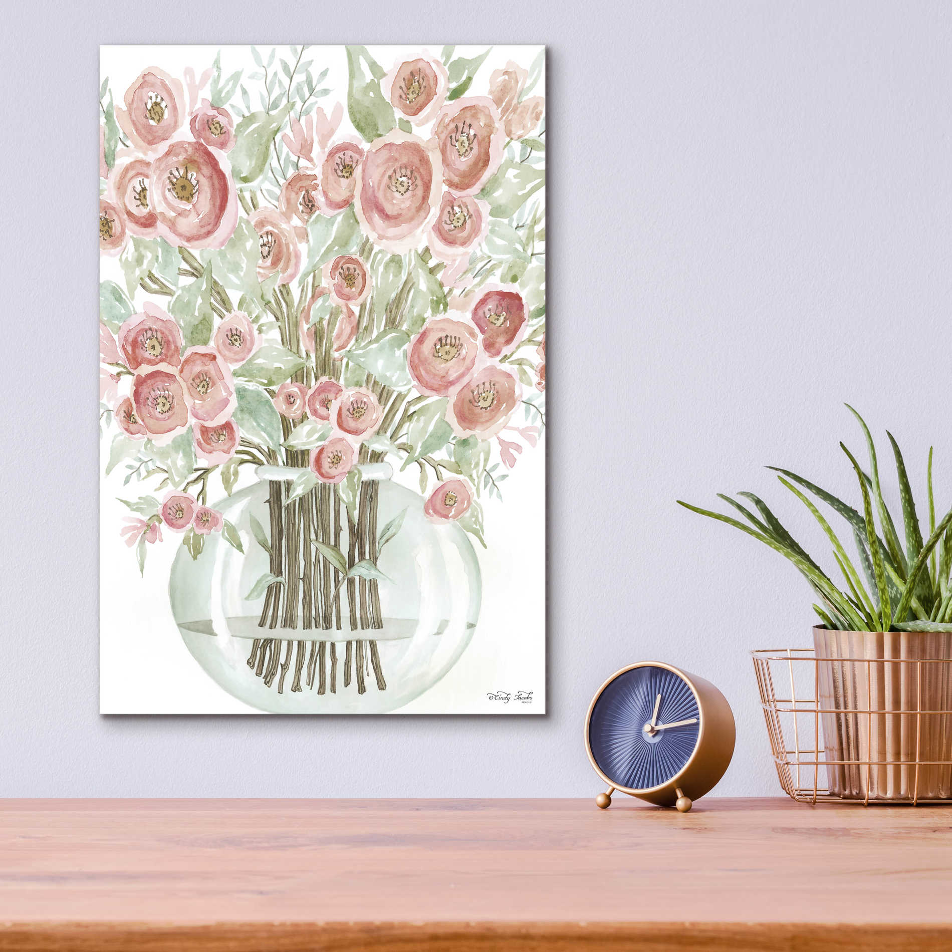 Epic Art 'Blush Roses' by Cindy Jacobs, Acrylic Glass Wall Art,12x16