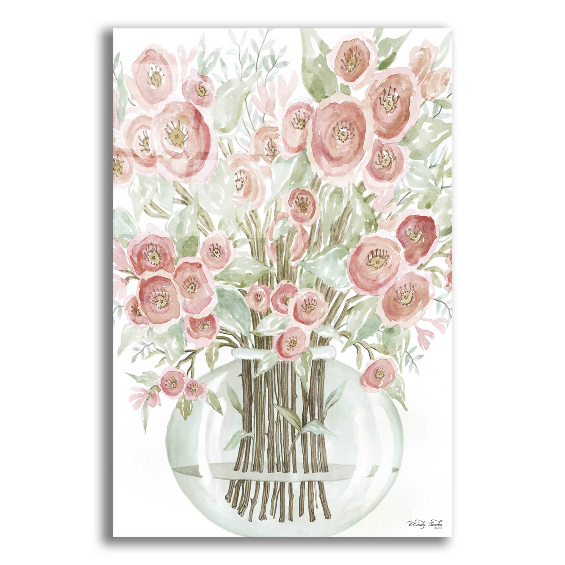 Epic Art 'Blush Roses' by Cindy Jacobs, Acrylic Glass Wall Art,12x16