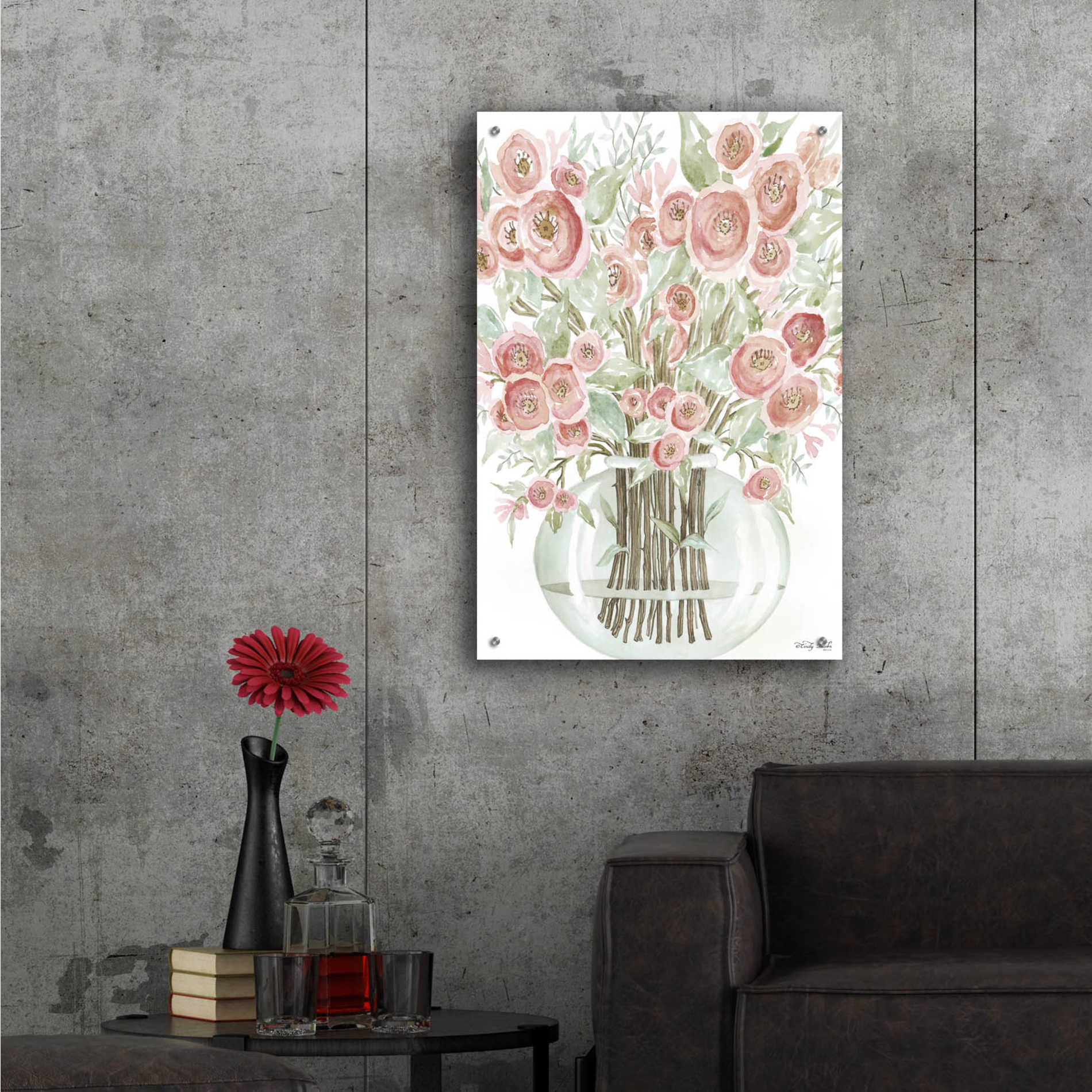 Epic Art 'Blush Roses' by Cindy Jacobs, Acrylic Glass Wall Art,24x36