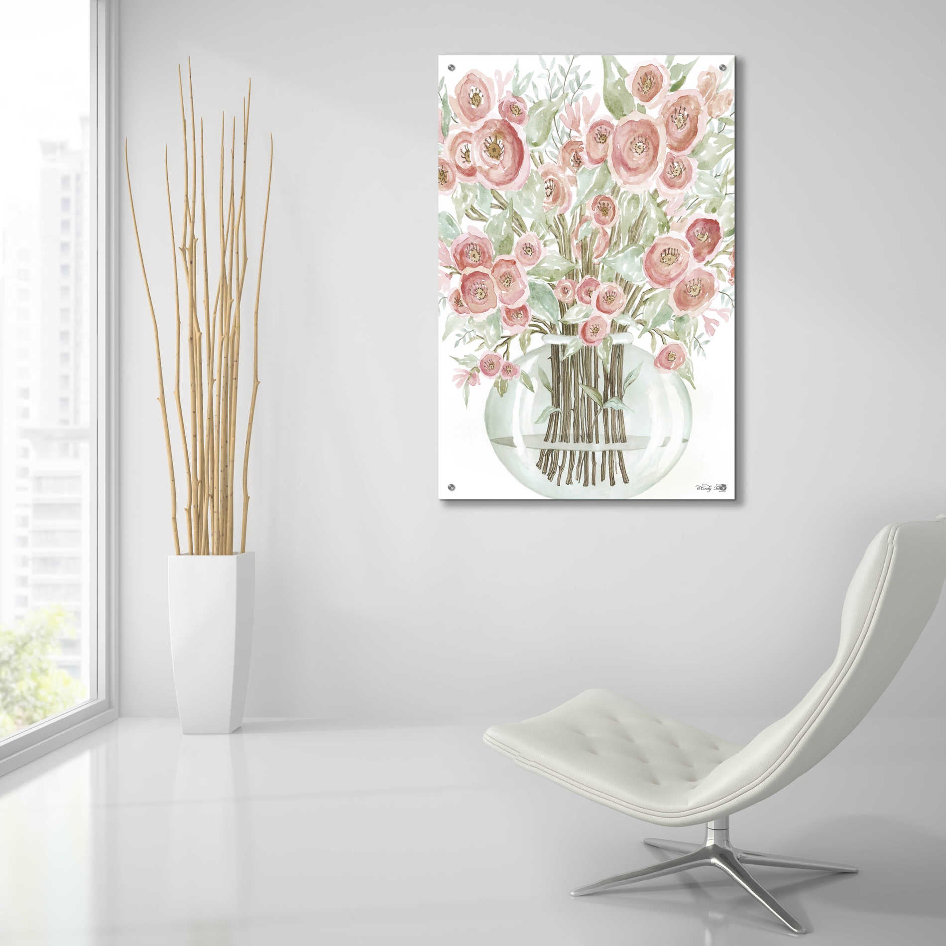 Epic Art 'Blush Roses' by Cindy Jacobs, Acrylic Glass Wall Art,24x36